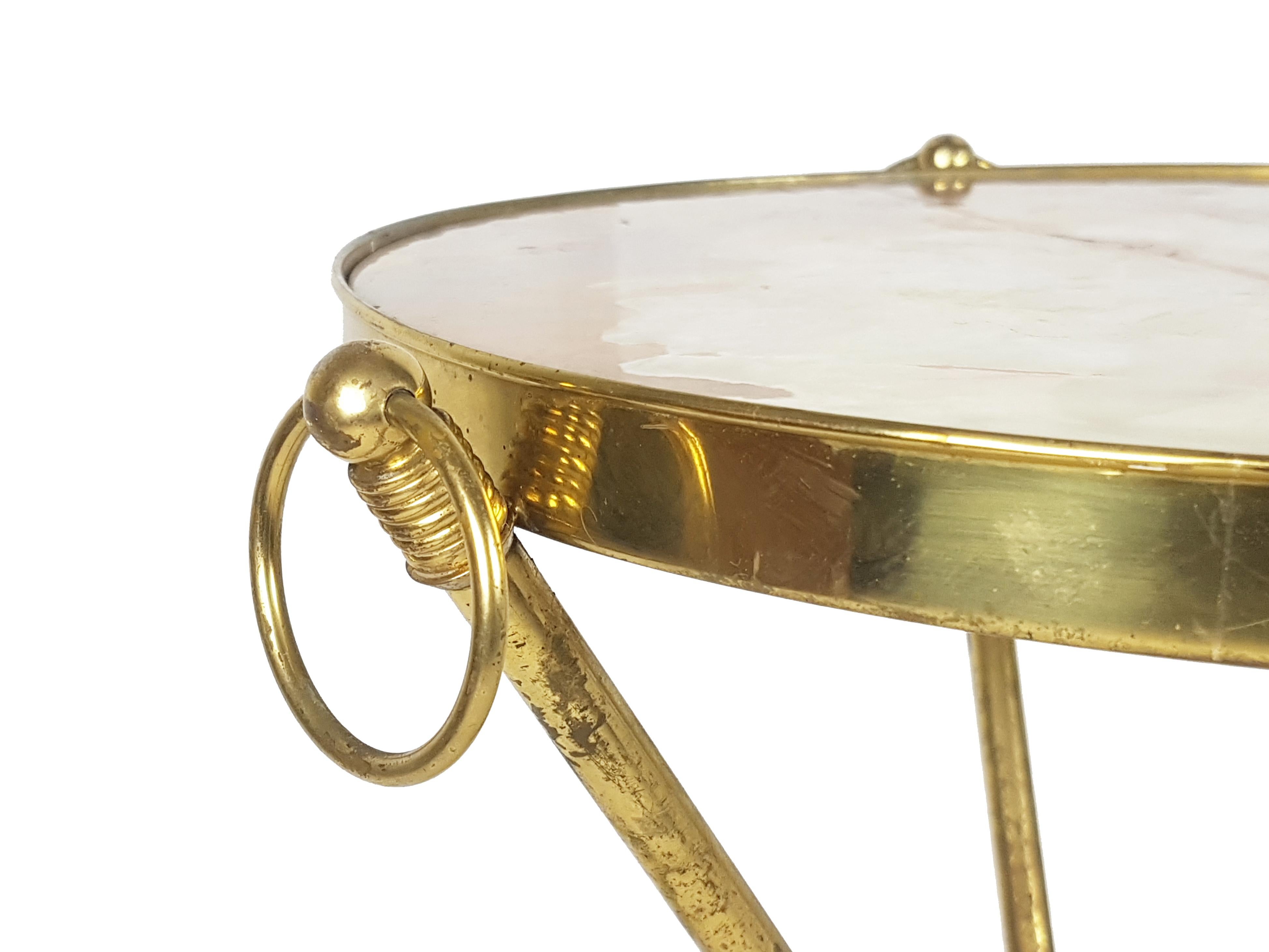 Mid-20th Century Italian Marble & brass 1950s occasional table by J. Brizzi For Sale