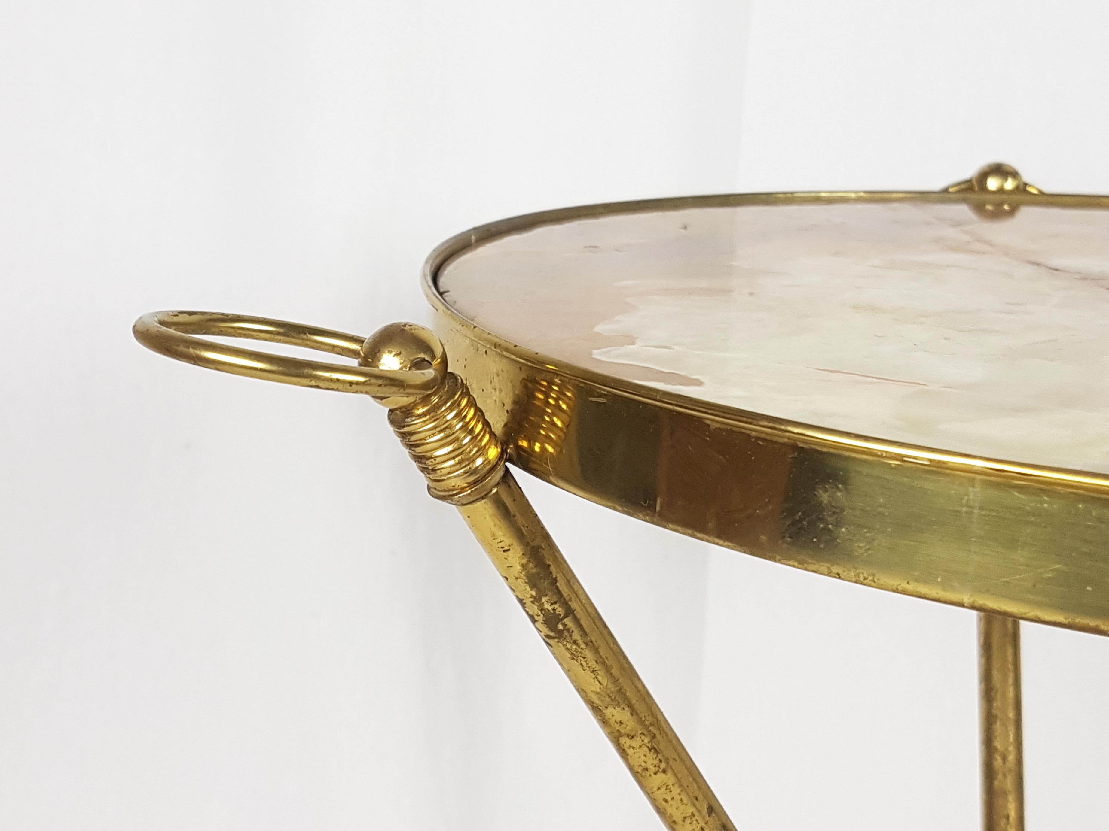 Brass Italian Marble & brass 1950s occasional table by J. Brizzi For Sale