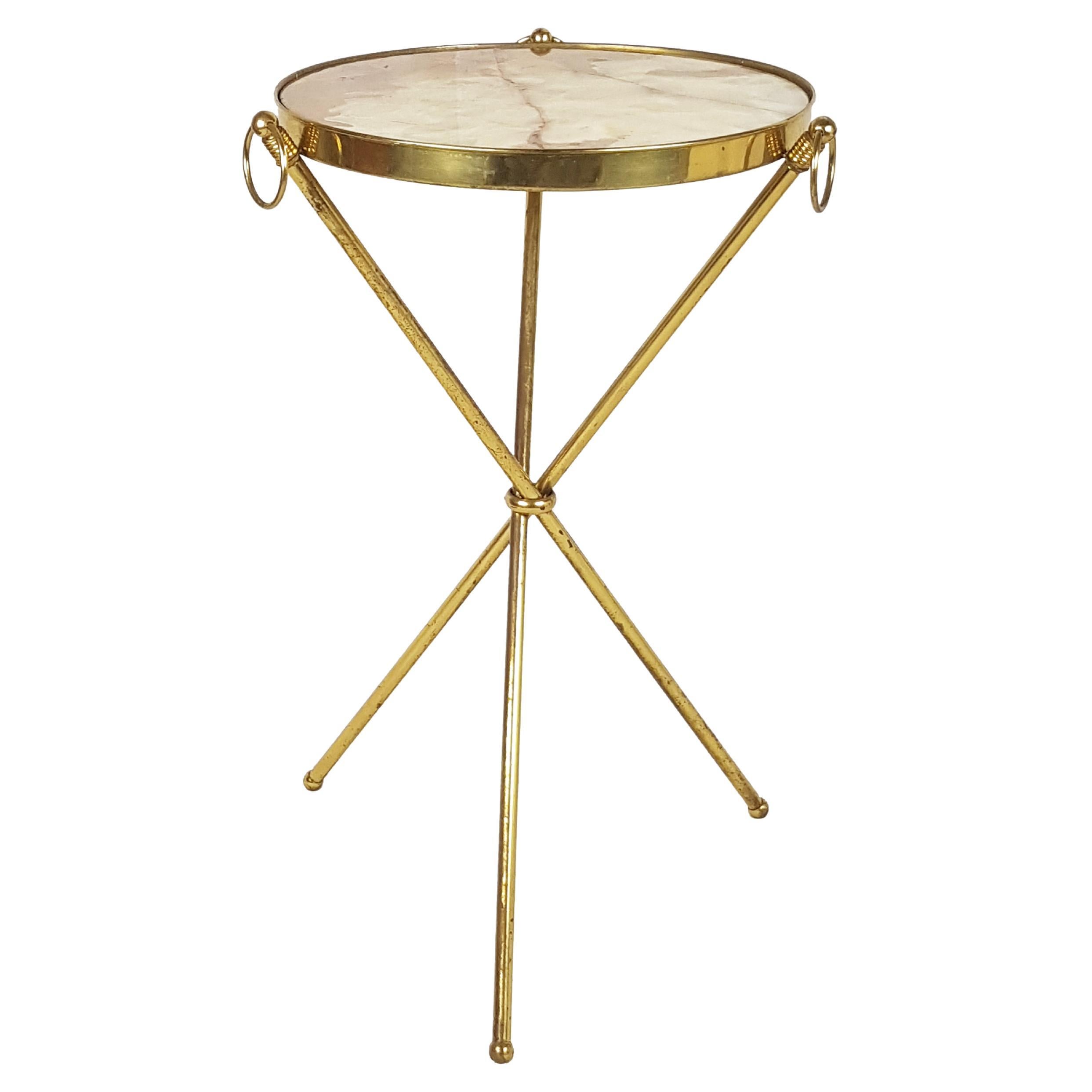 Italian Marble & brass 1950s occasional table by J. Brizzi For Sale