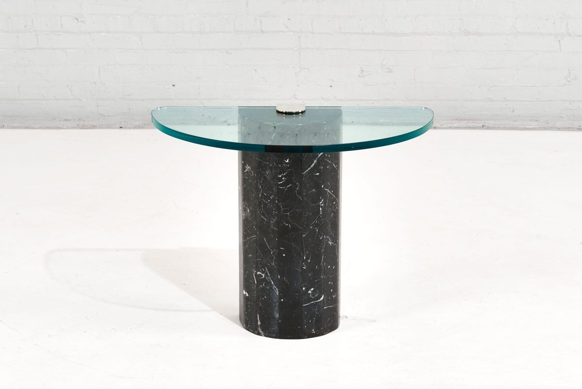 Italian Marble Brass and Glass Side/End/Drink Table by La Rosa, 1960.