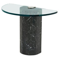 Table d'appoint italienne en marbre, laiton et verre par La Rosa, 1960