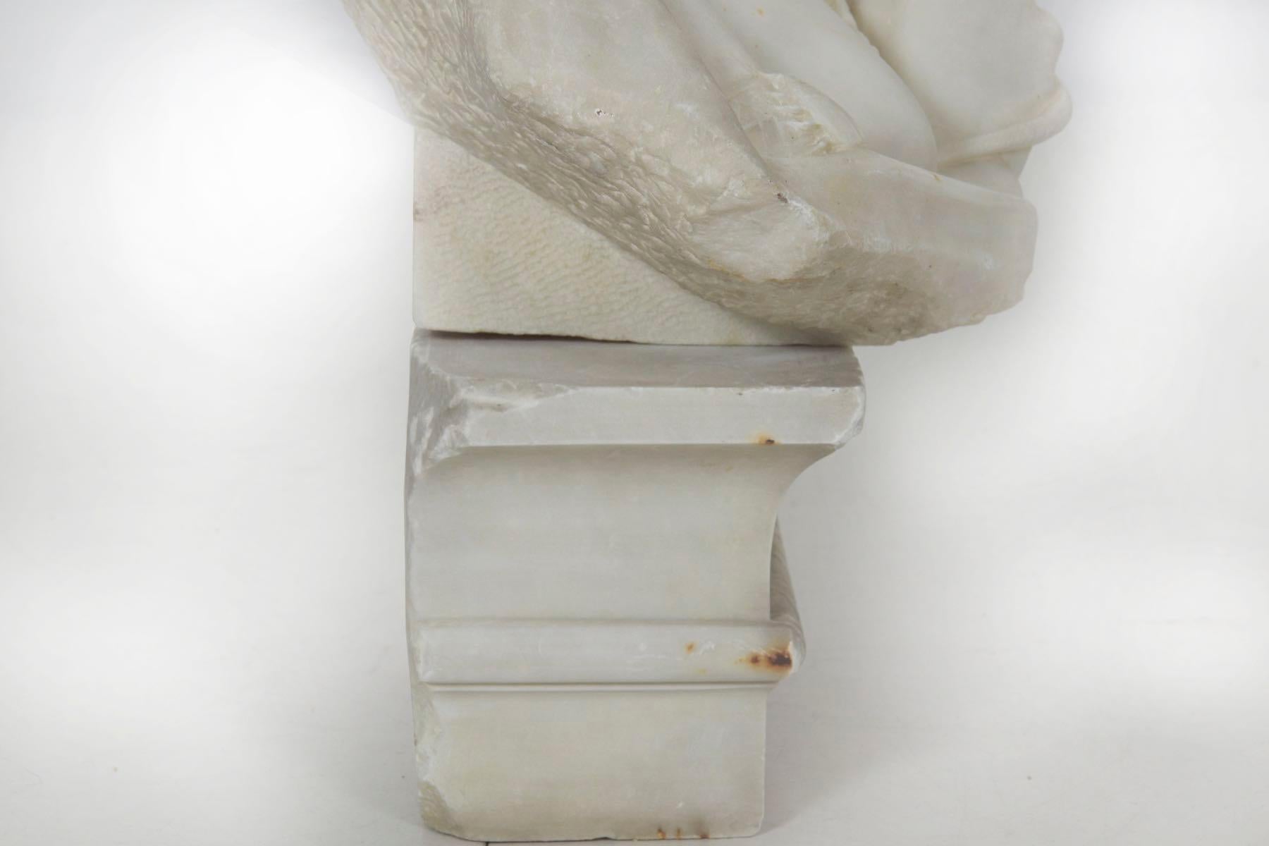 Italian Marble Bust Antique Sculpture of “Cleopatra” by Aristede Petrilli 4