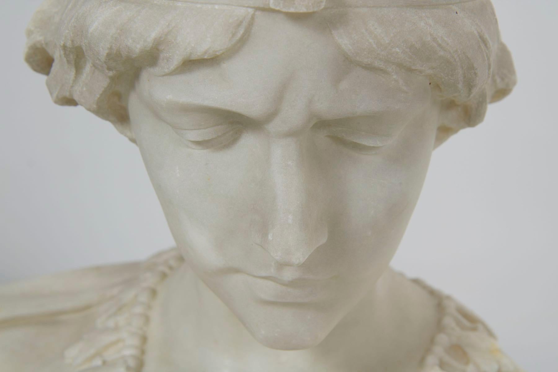 Italian Marble Bust Antique Sculpture of “Cleopatra” by Aristede Petrilli 6