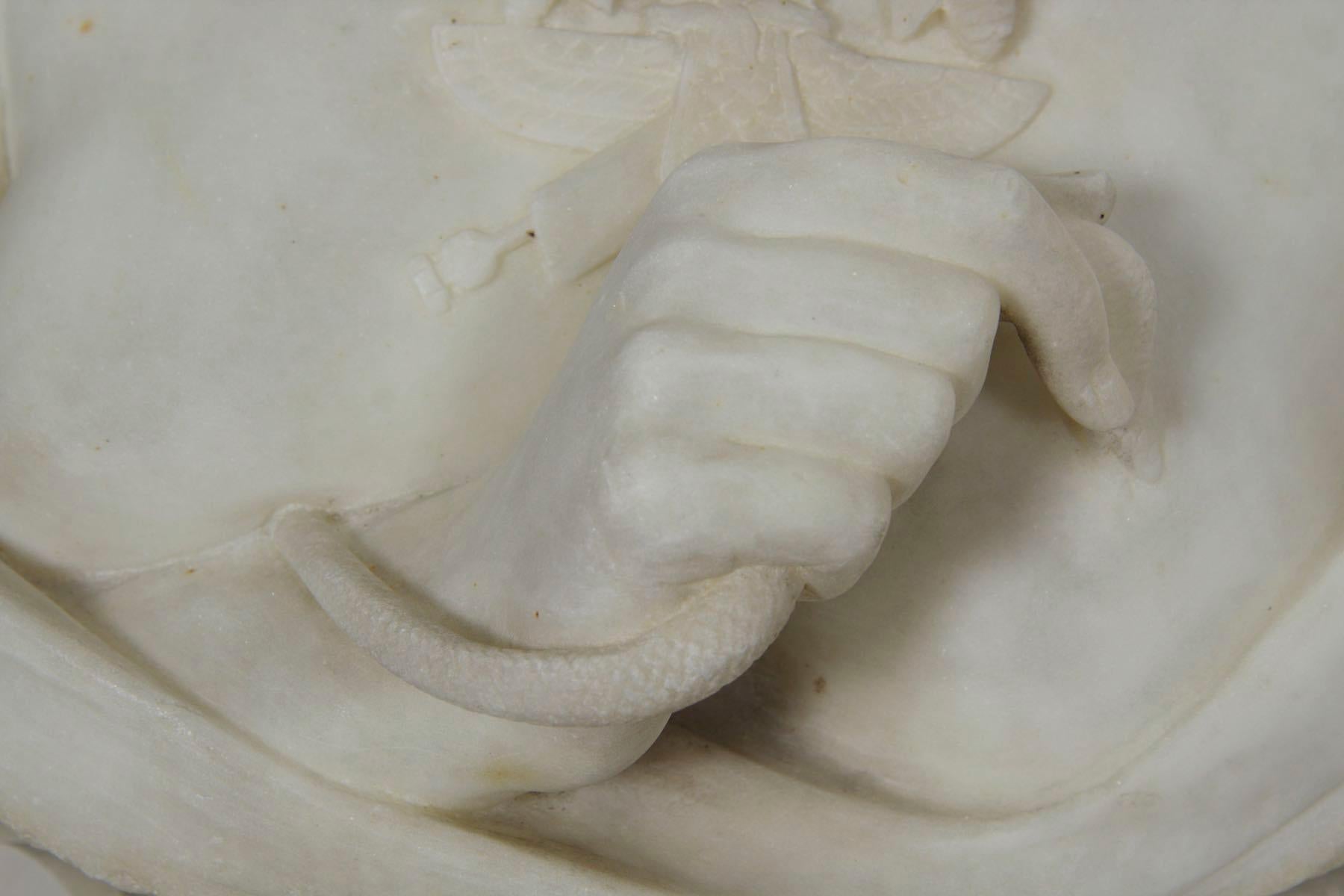 Italian Marble Bust Antique Sculpture of “Cleopatra” by Aristede Petrilli 7