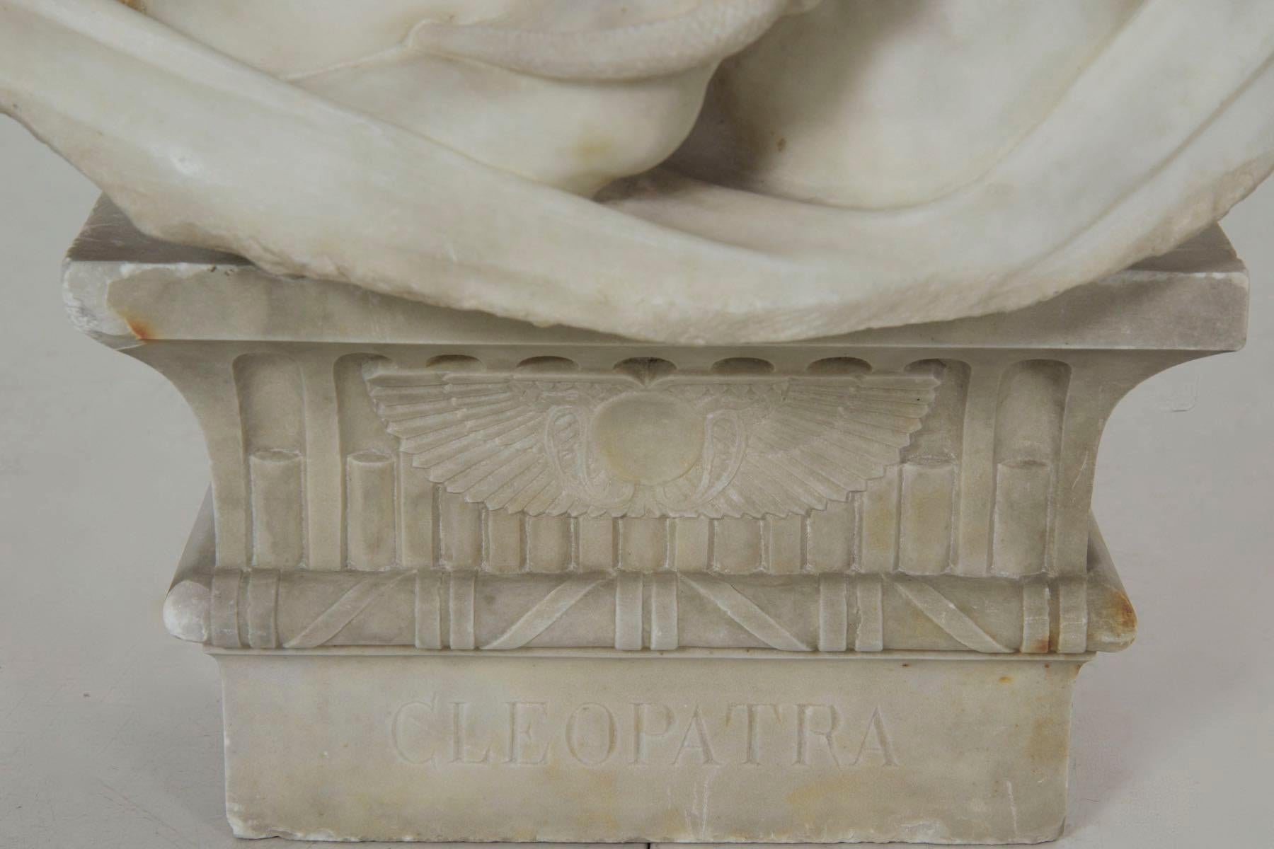 Italian Marble Bust Antique Sculpture of “Cleopatra” by Aristede Petrilli 8