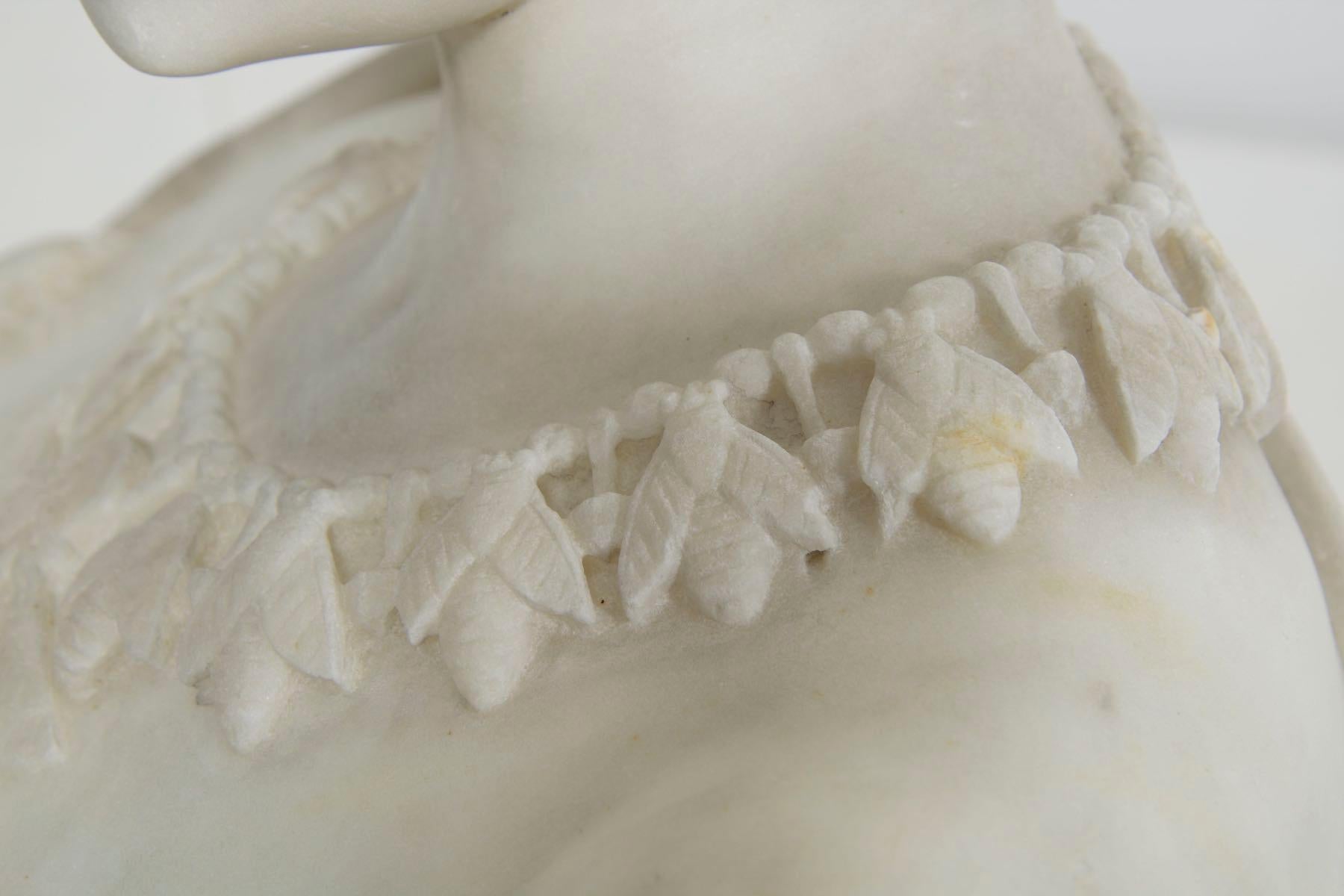 Italian Marble Bust Antique Sculpture of “Cleopatra” by Aristede Petrilli 9