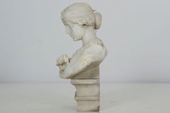 Italian Marble Bust Antique Sculpture of “Cleopatra” by Aristede Petrilli