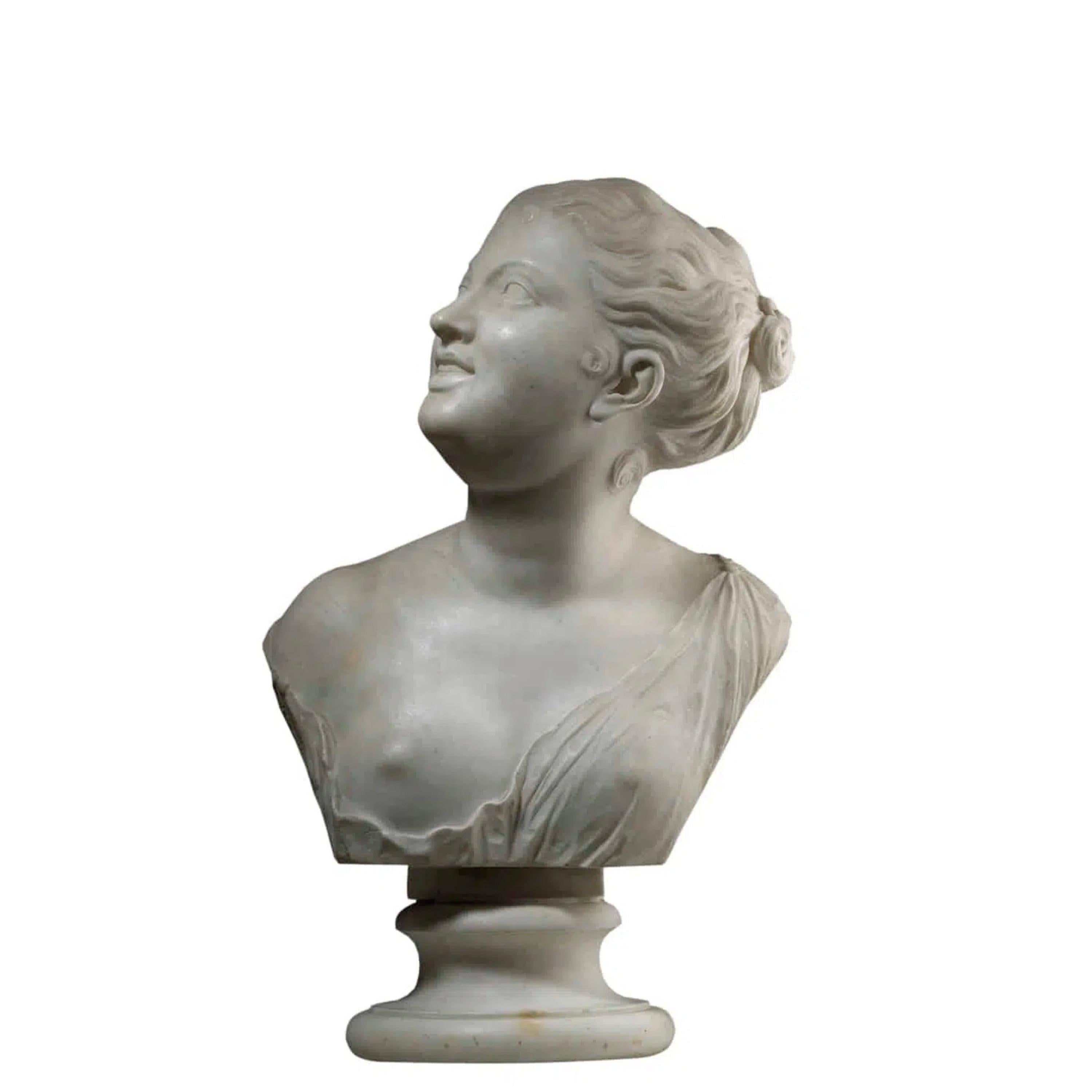 Italienische Marmorbüste eines Mädchens aus dem 18.

Büste eines Mädchens aus dem späten 18. Jahrhundert, in der Art von Luigi Valadier

Luigi Valadier, Sohn von Andrea Valadier, einem provenzalischen Silberschmied, der 1714 nach Rom zog, war der