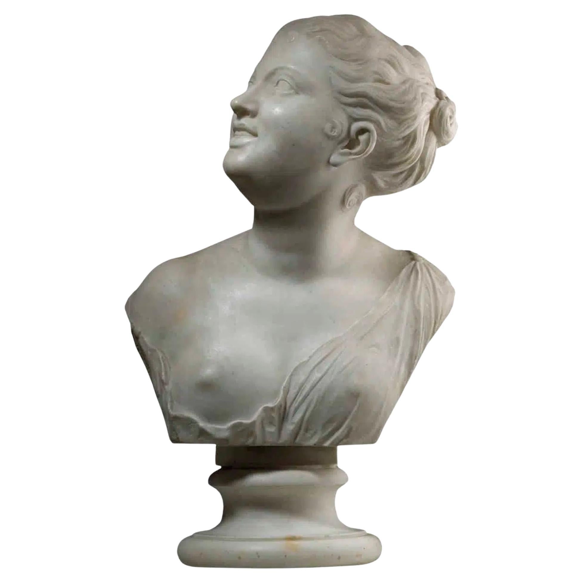 Italian Marble Bust of a Girl, 18th Century For Sale