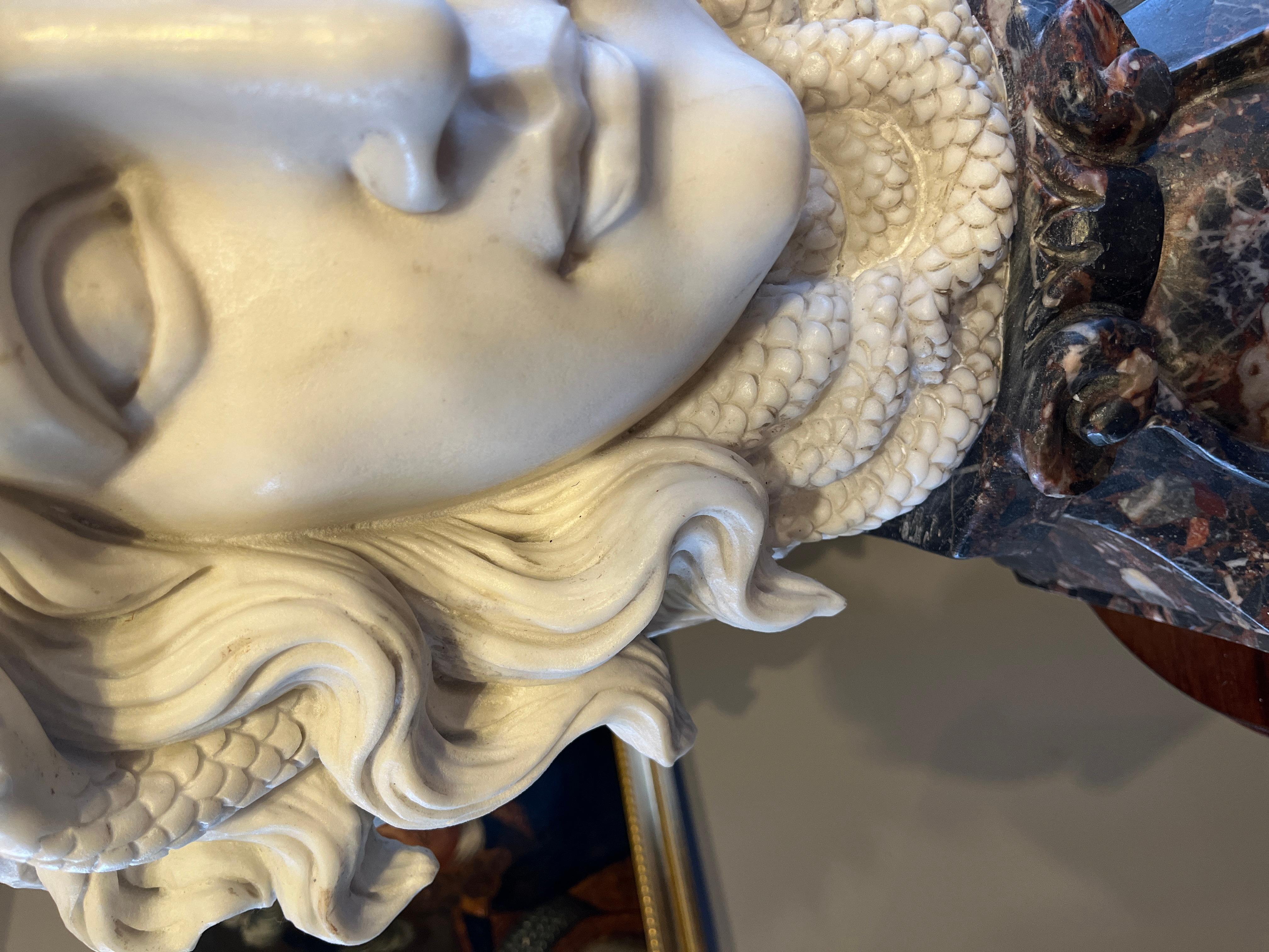 Greco Roman Italian Marble Bust of Medusa For Sale