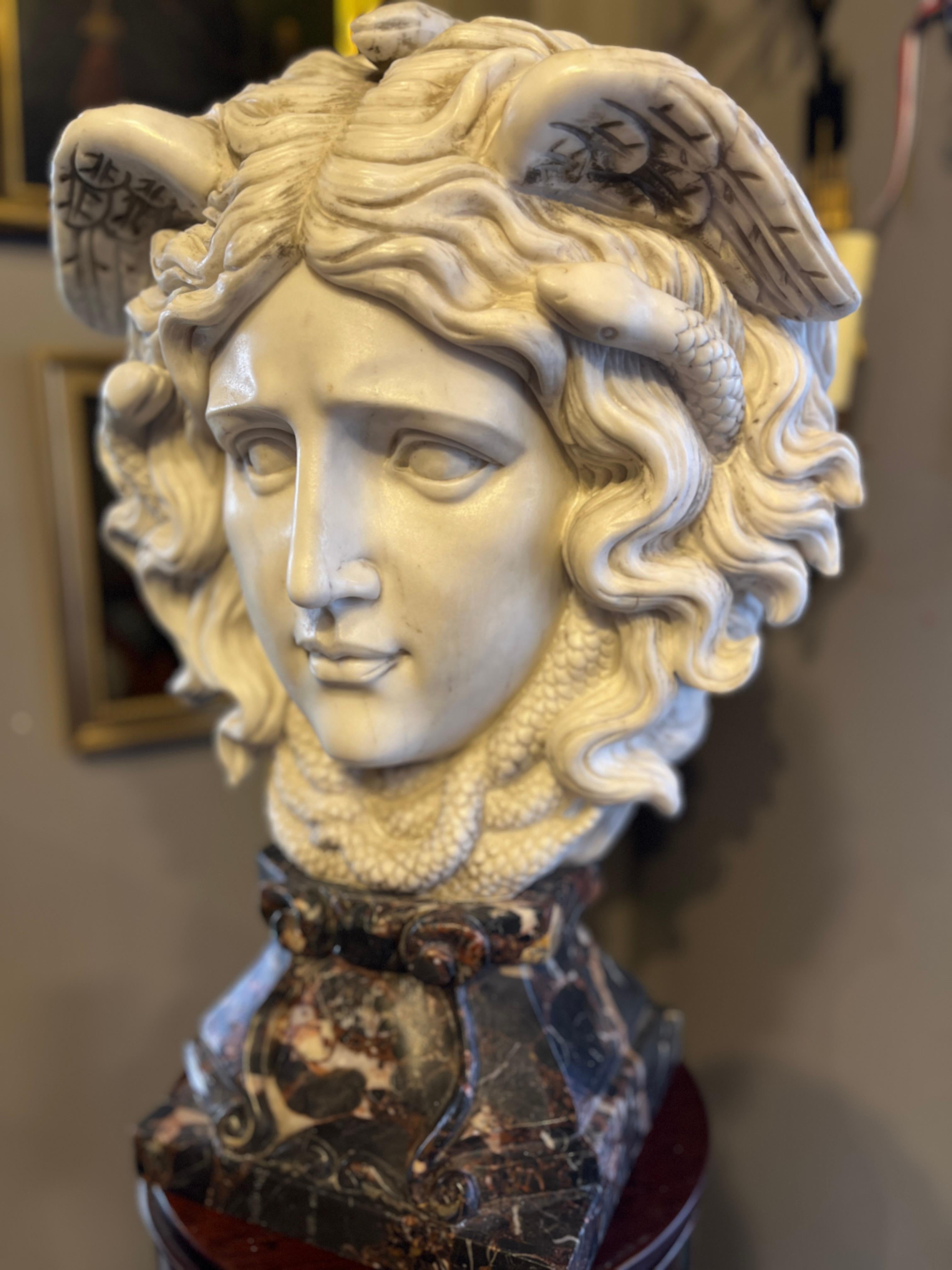 Italian Marble Bust of Medusa In Good Condition For Sale In Scottsdale, AZ