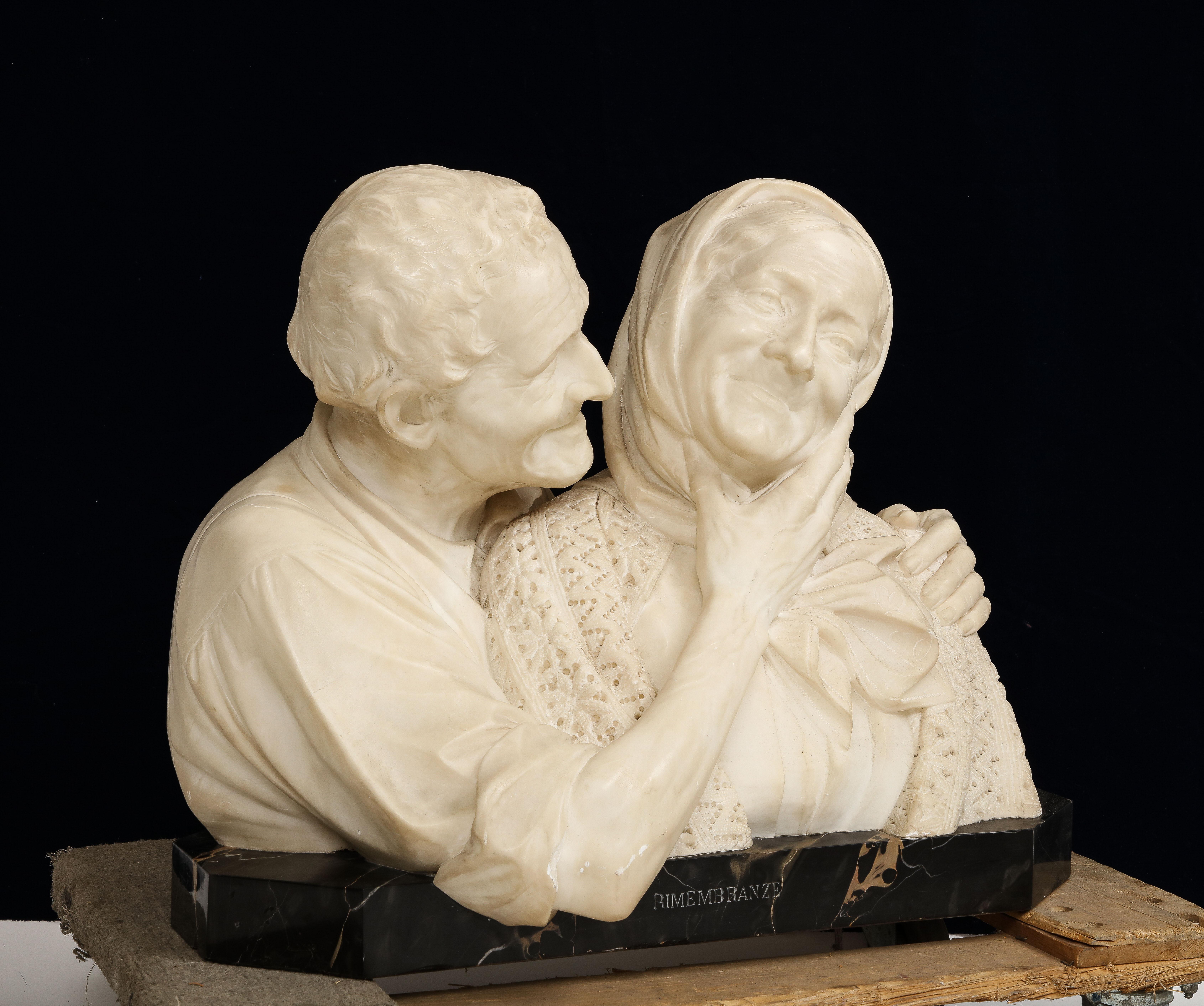 Louis XVI Italian Marble Bust of The Grandparents, Titled: Rimembranze, Signed Vichi For Sale