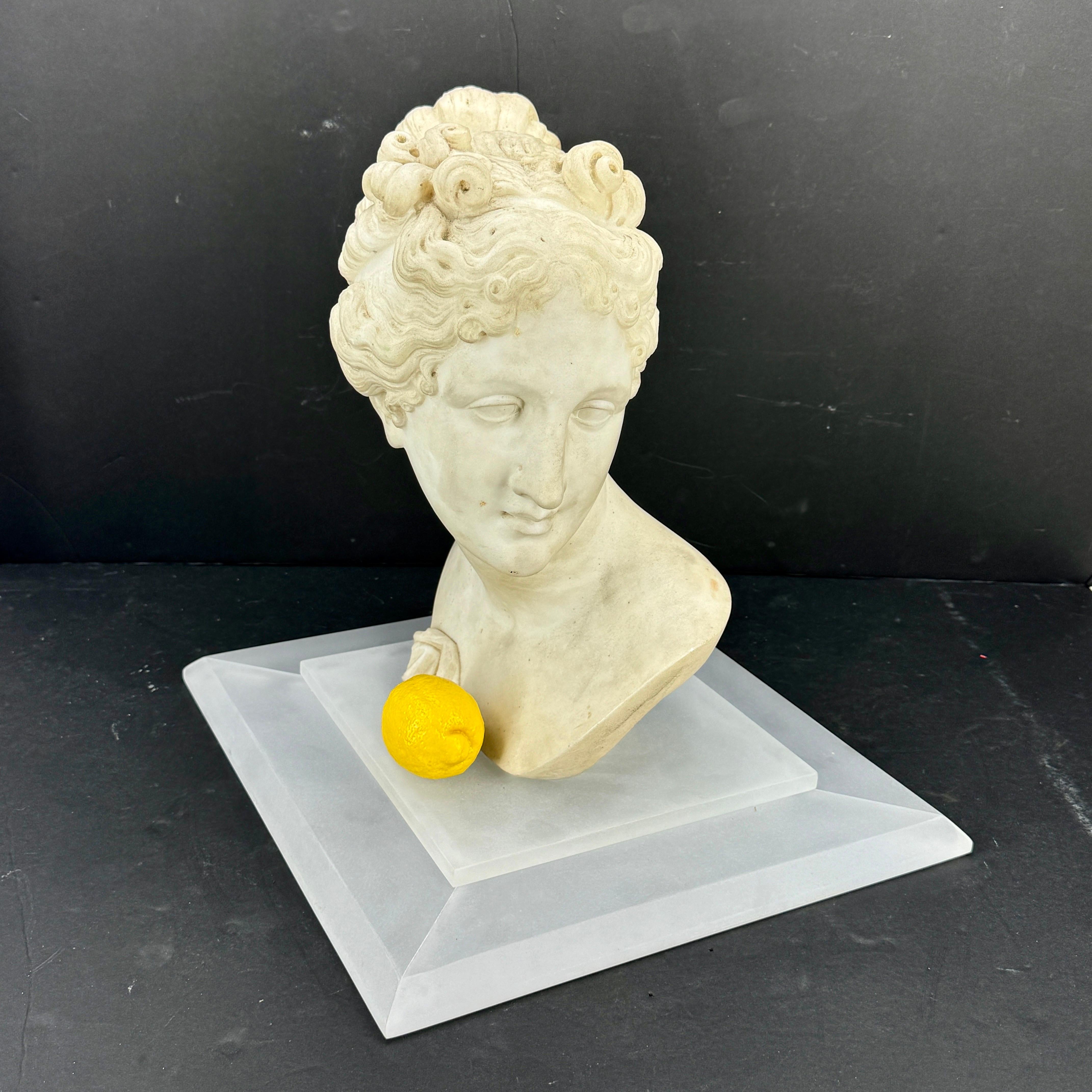 Italienische Marmorbüste der Venus Italica auf mattiertem Lucitsockel (20. Jahrhundert) im Angebot