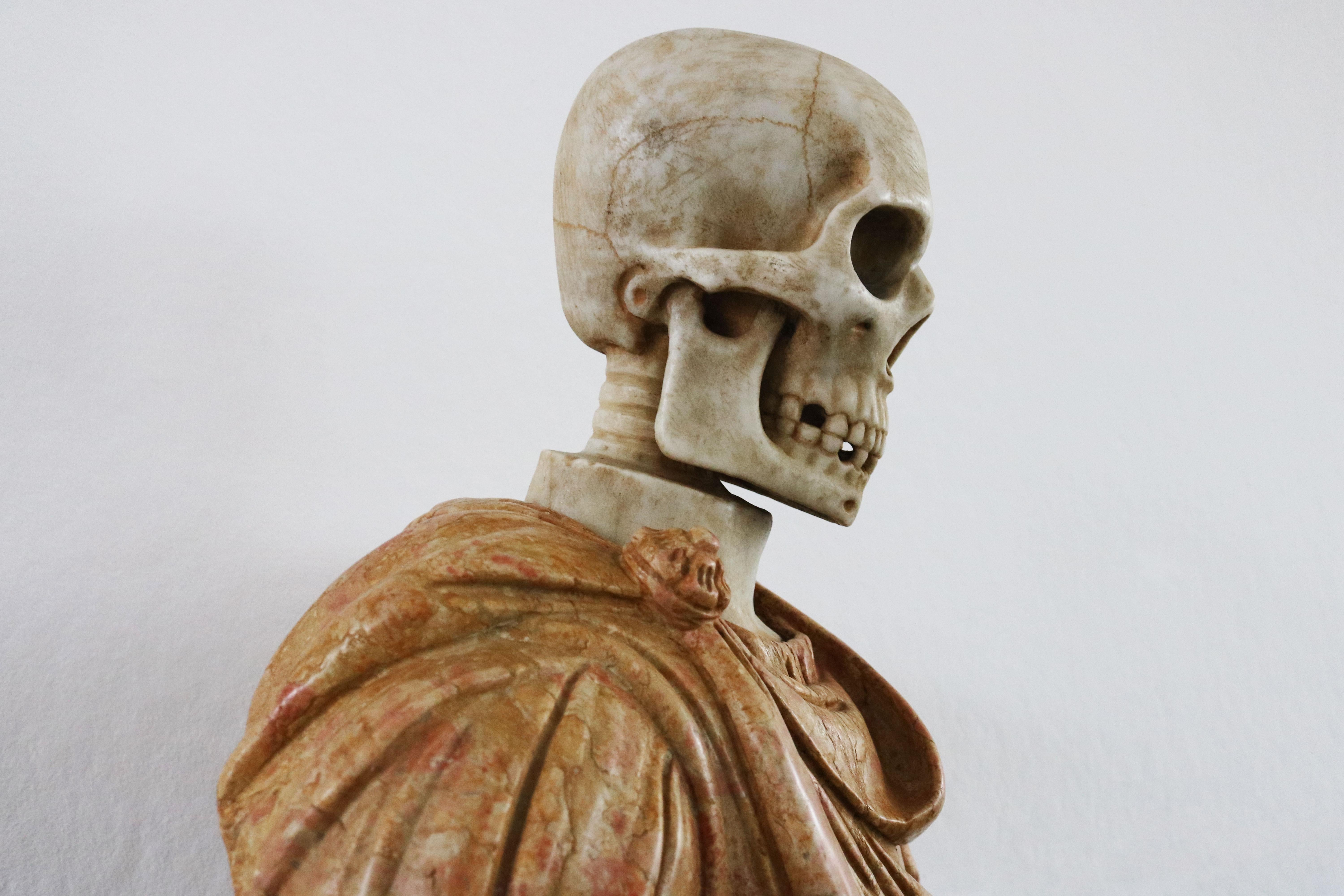 Italian Marble Bust Vanitas / Memento Mori 19th Century Carved Sculpture Italy For Sale 5