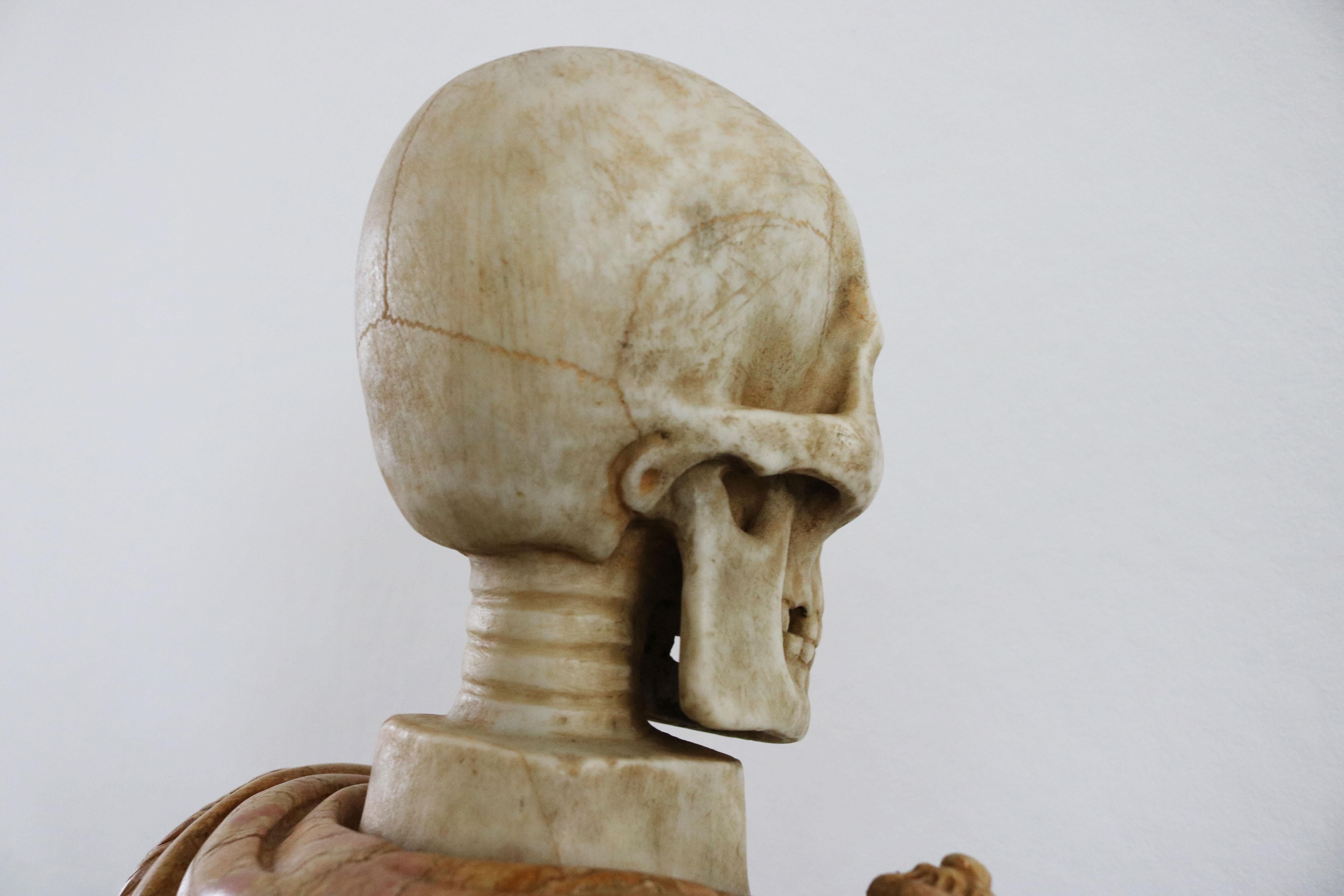 Italian Marble Bust Vanitas / Memento Mori 19th Century Carved Sculpture Italy For Sale 6