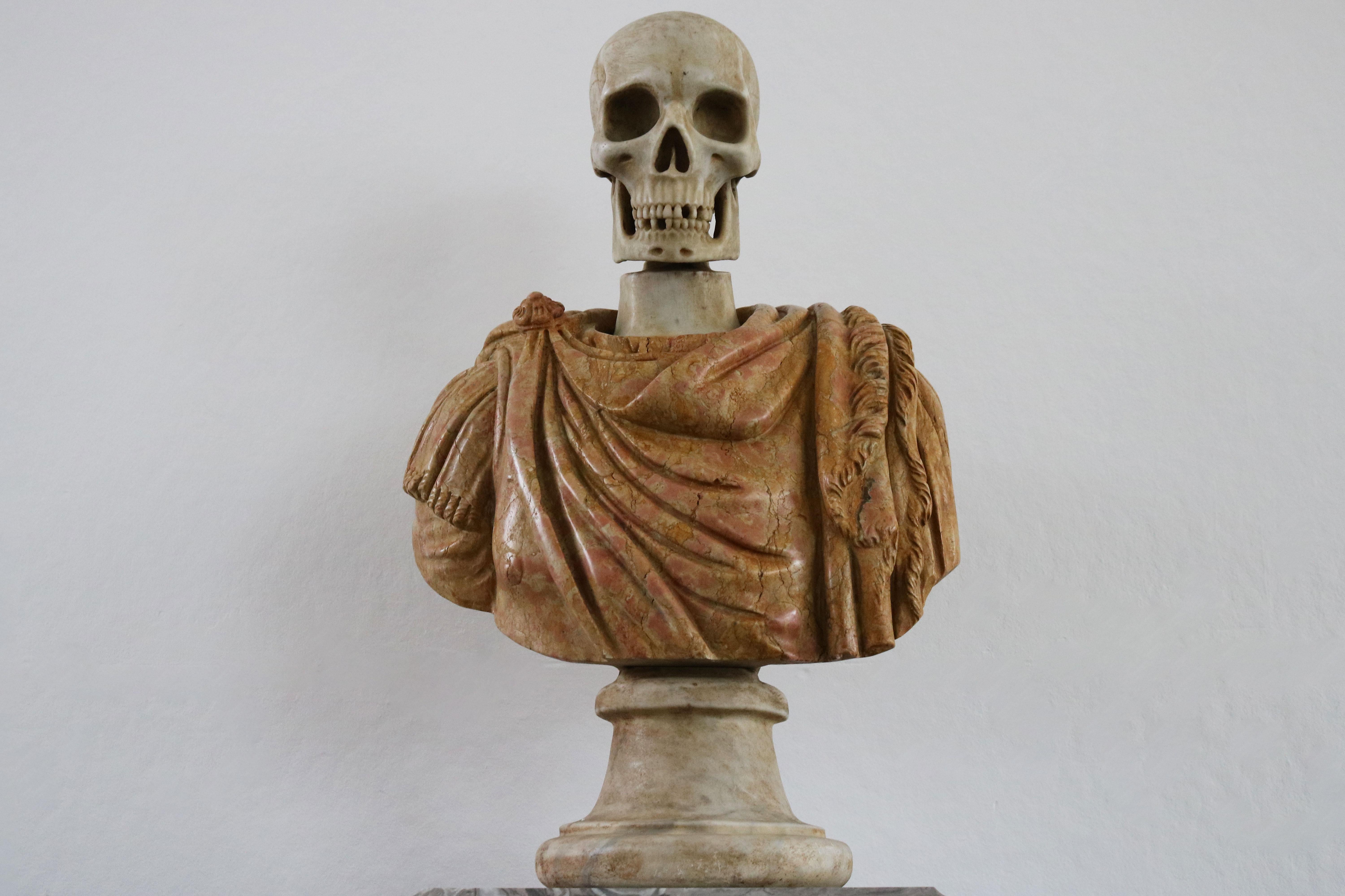 Italian Marble Bust Vanitas / Memento Mori 19th Century Carved Sculpture Italy For Sale 8