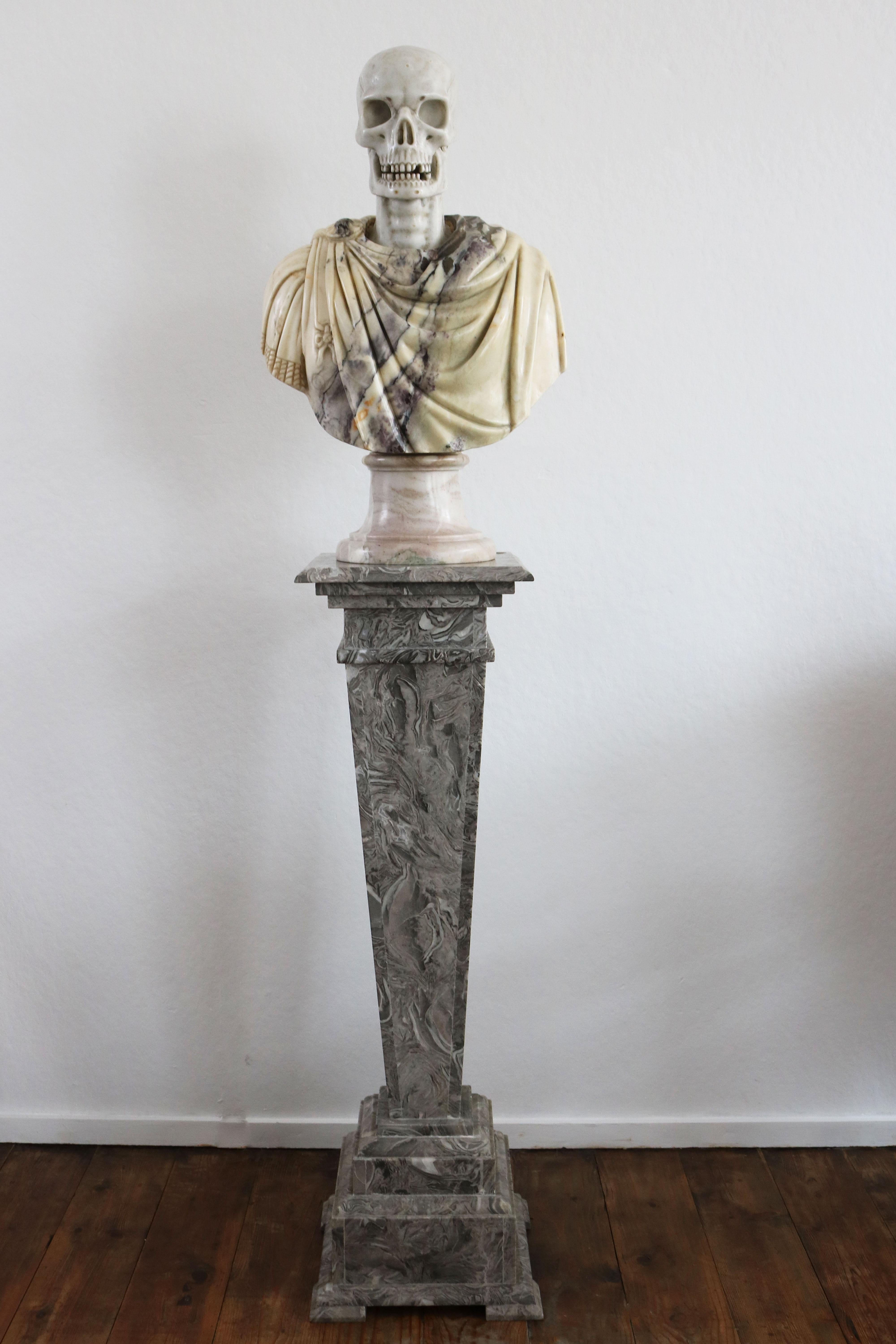 Italian Marble Bust Vanitas / Memento Mori 19th Century Carved Sculpture Italy 10