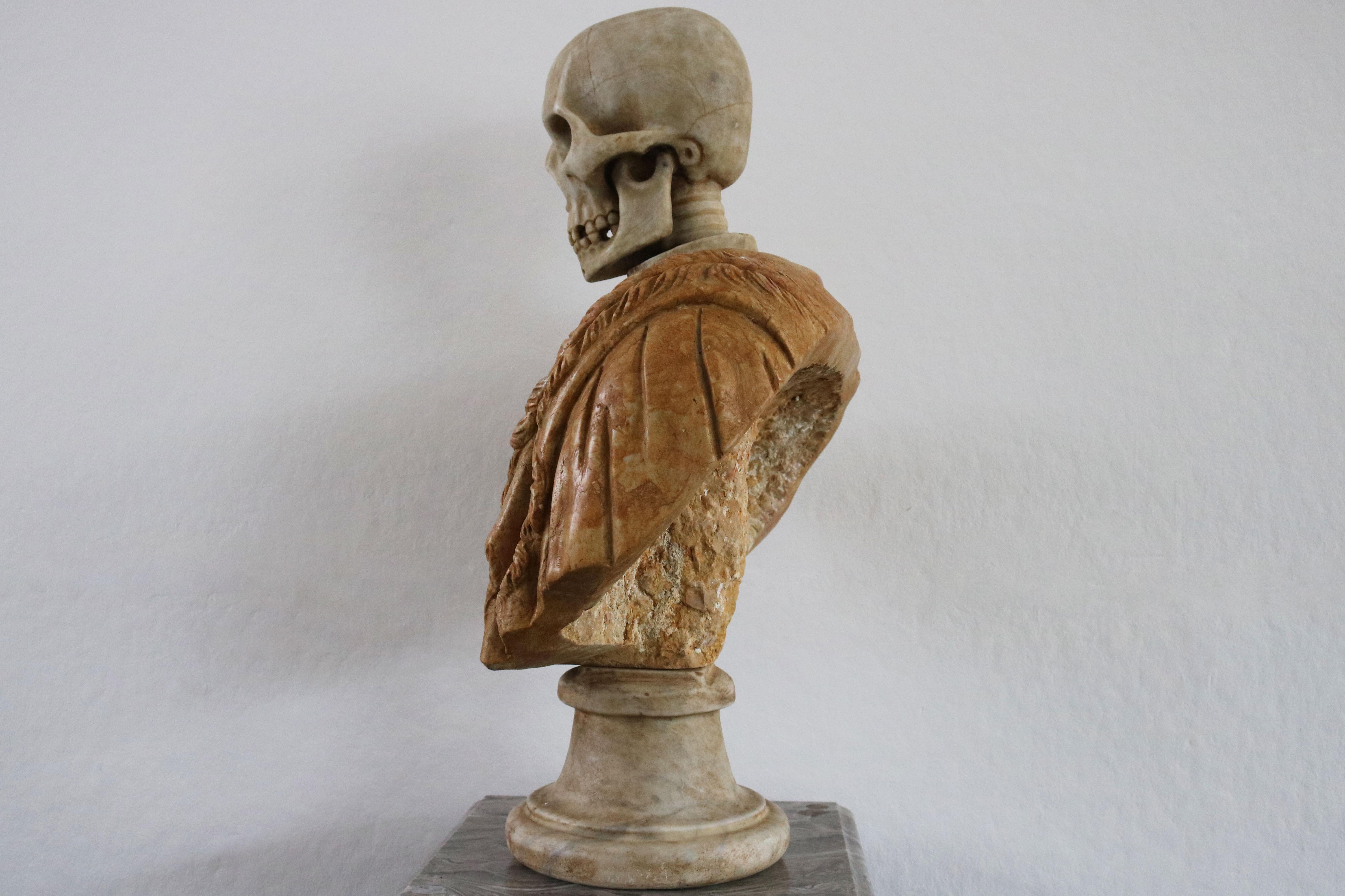 Italian Marble Bust Vanitas / Memento Mori 19th Century Carved Sculpture Italy For Sale 9