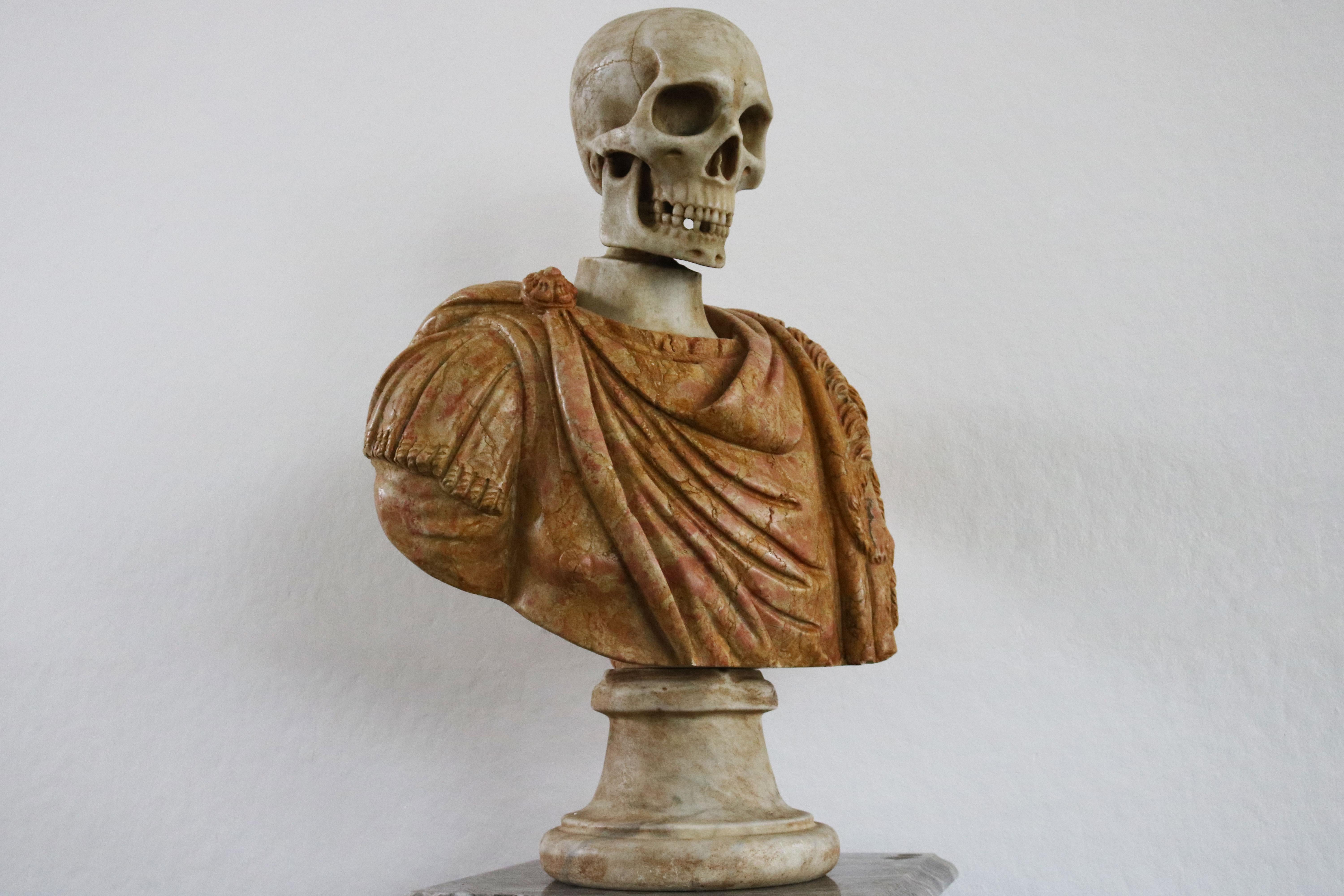 Italian Marble Bust Vanitas / Memento Mori 19th Century Carved Sculpture Italy For Sale 12