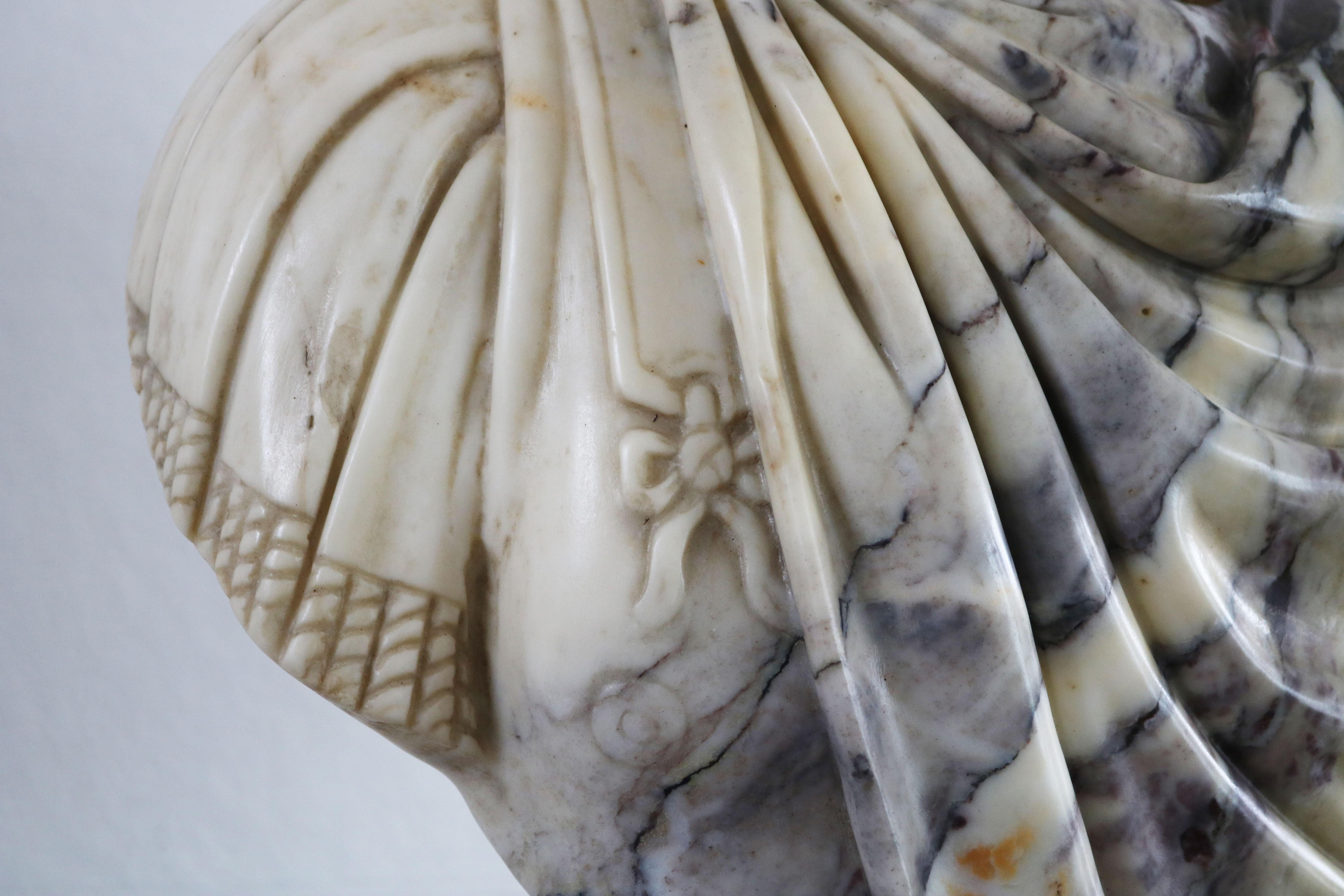 Renaissance Revival Italian Marble Bust Vanitas / Memento Mori 19th Century Carved Sculpture Italy