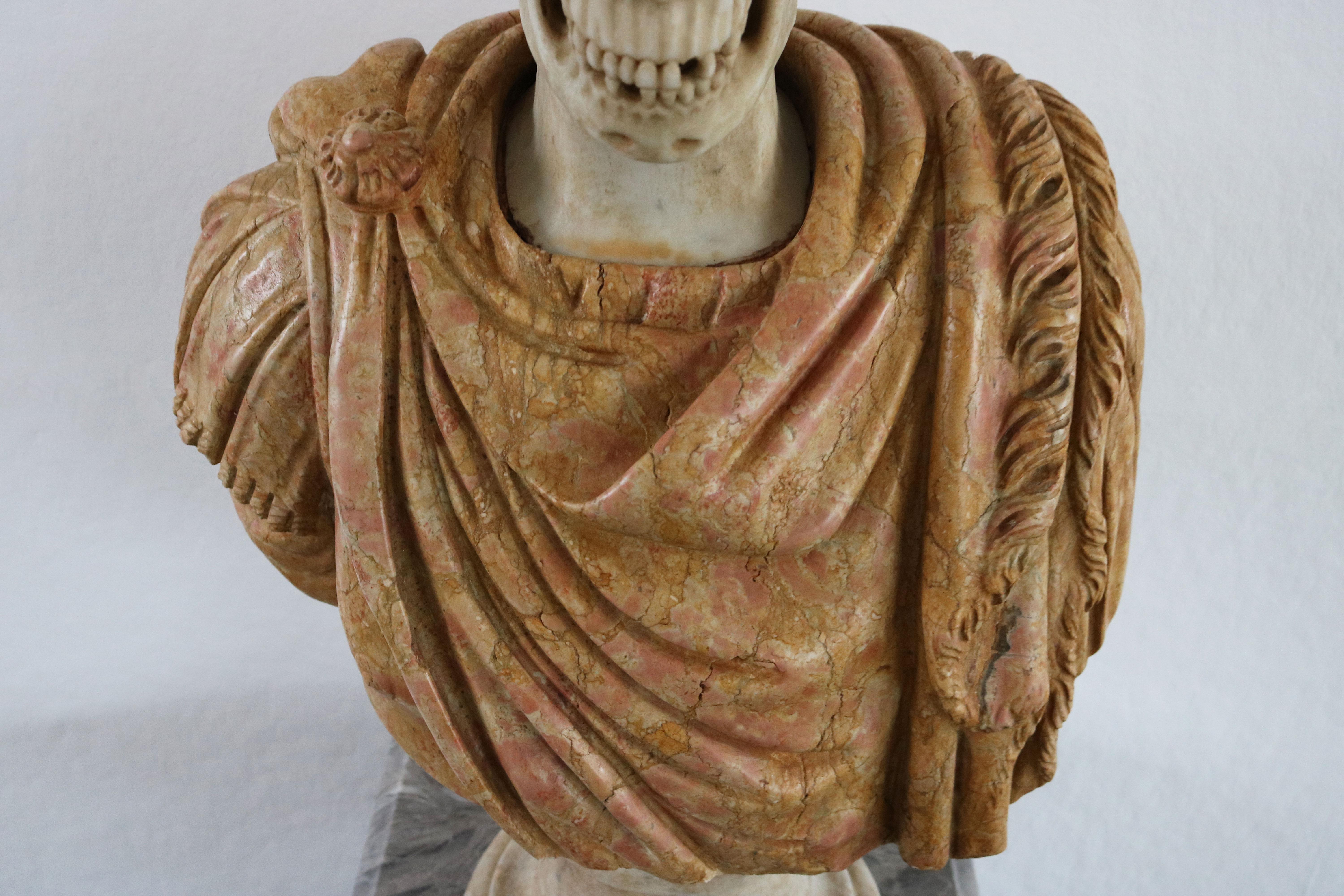 Italian Marble Bust Vanitas / Memento Mori 19th Century Carved Sculpture Italy For Sale 2