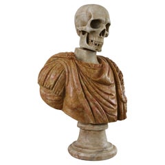 Italienische Marmorbüste Vanitas / Memento Mori, geschnitzte Skulptur, Italien, 19. Jahrhundert