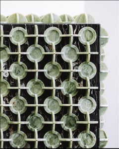 Italian Marble Cabinet in Nero Portoro Marble & Verde Ming with Brass Details