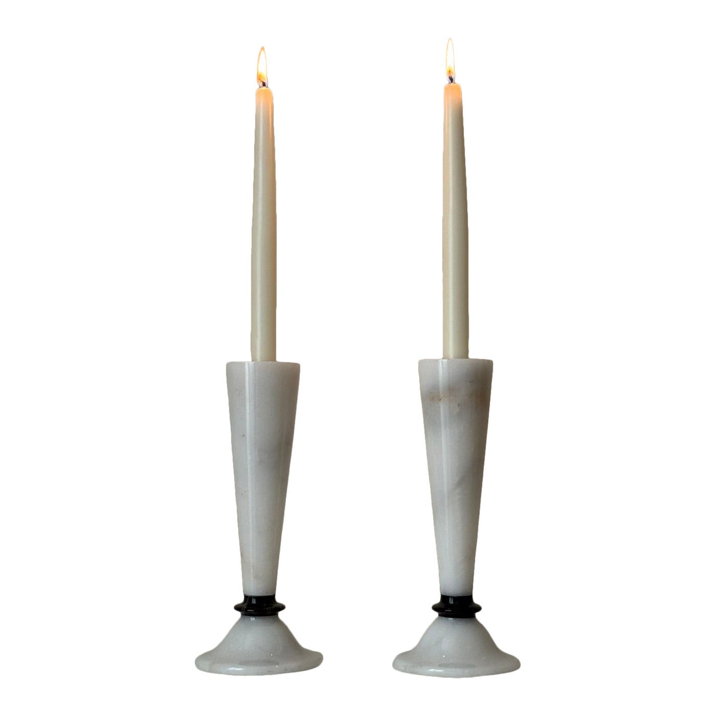Italian Marble Candlesticks c. 1970s im Angebot