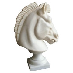 Antique Italian Marble Carrara Sculpture "Horse Head" End 19th Century