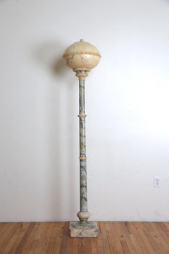Italian Marble & Carved Alabaster Floor Lamp with Removable Top, 19th/20th cen.
