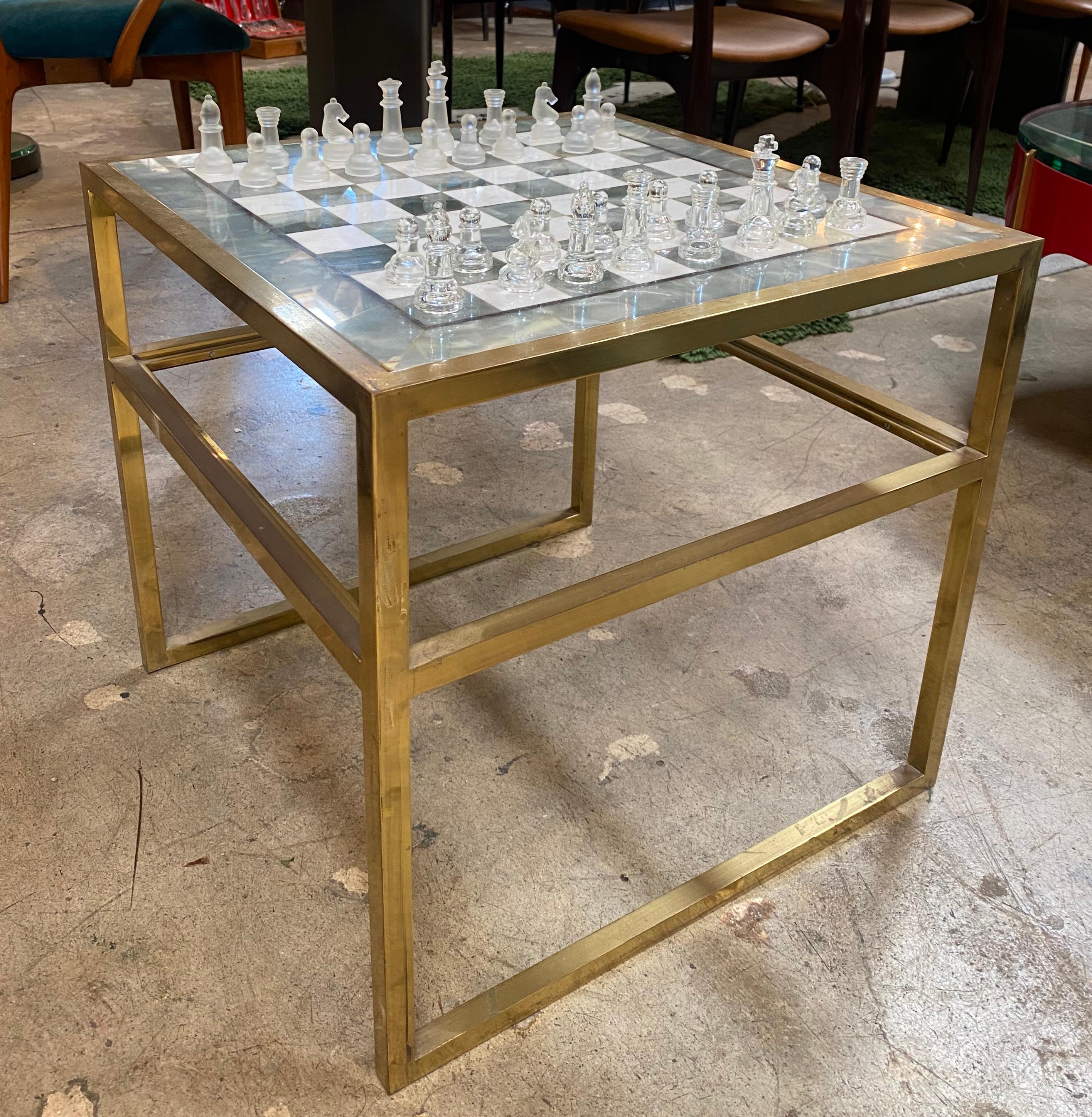 Glass Italian Marble Chess Board, Early 20th Century