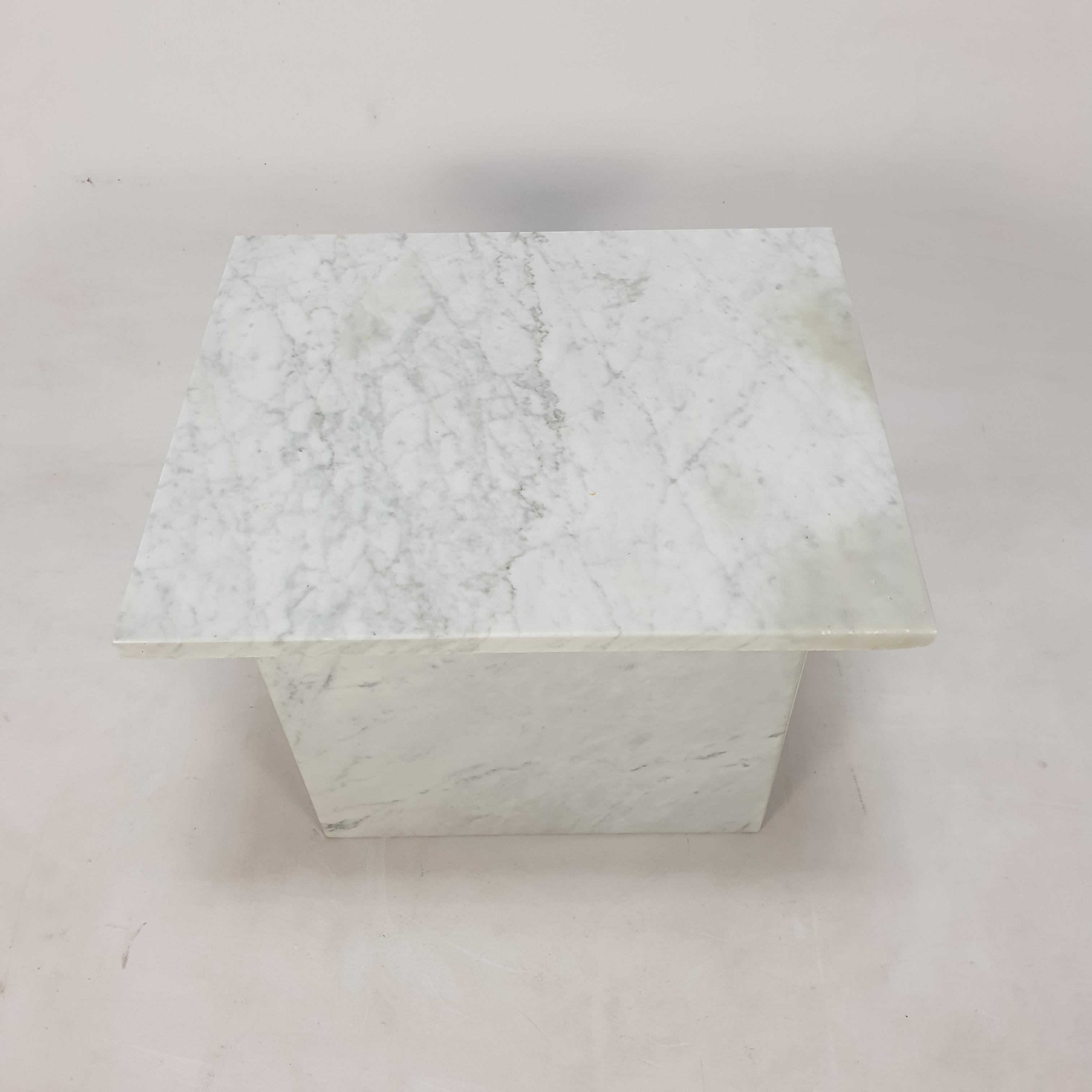 Carrara Marble Italian Marble Coffee or Side Table, 1980s For Sale
