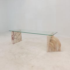 Italian Marble Coffee Or Side Table With Glass, 1970s