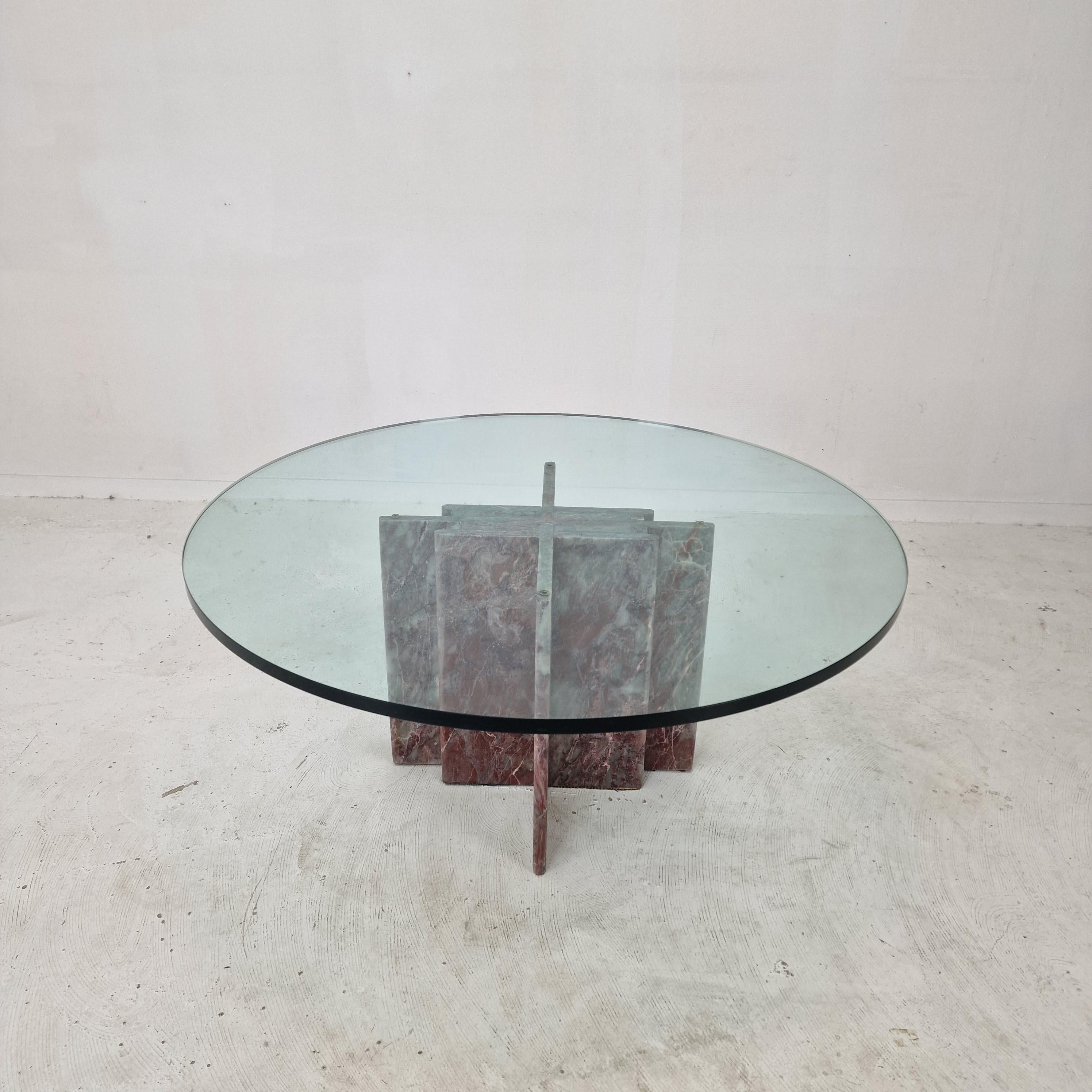 Hand-Crafted Italian Marble Coffee Table, 1980's For Sale