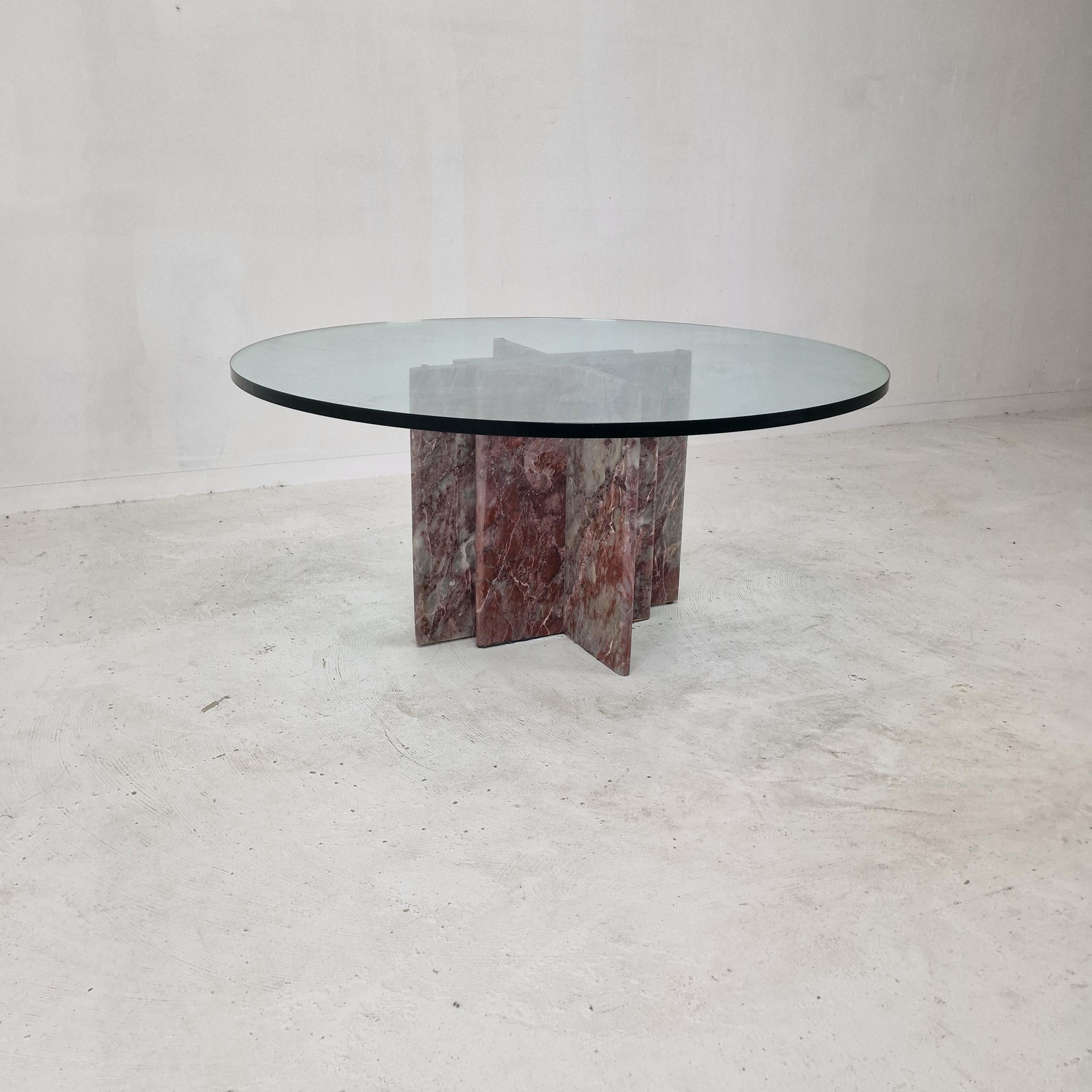 Late 20th Century Italian Marble Coffee Table, 1980's For Sale