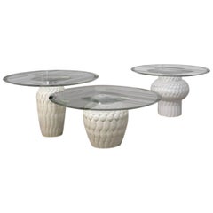 Italian Marble Coffee Table in Onice Nuvolato and Polished Plexiglass
