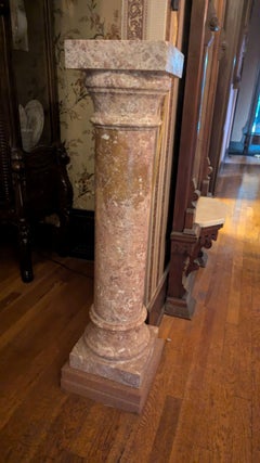 Italian Marble Column Pedestal Pair