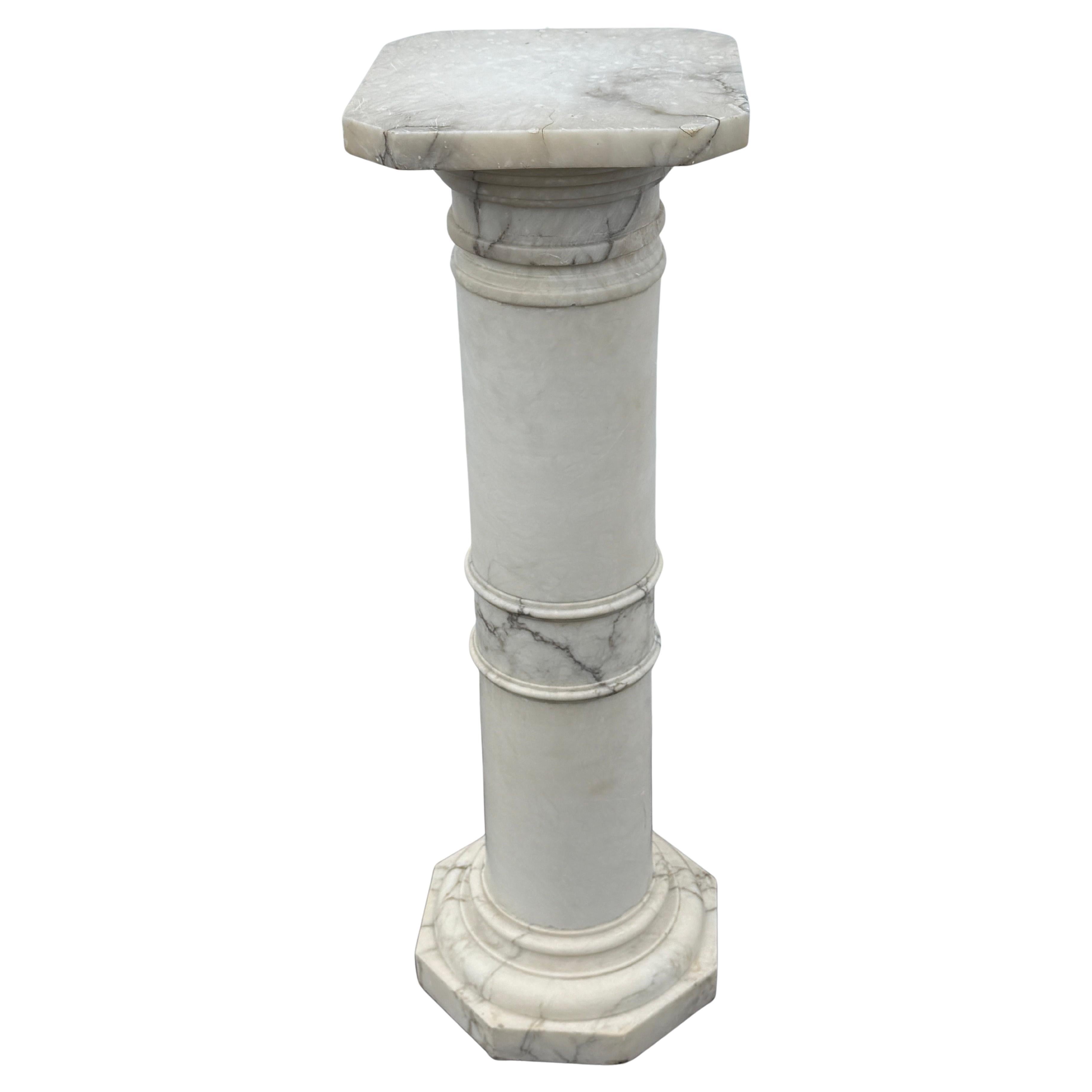 Italian Marble Column Pedestal Statue Stand, 1950's