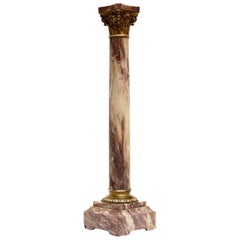 Italian Marble Column Pedestal with Corinthian Capital