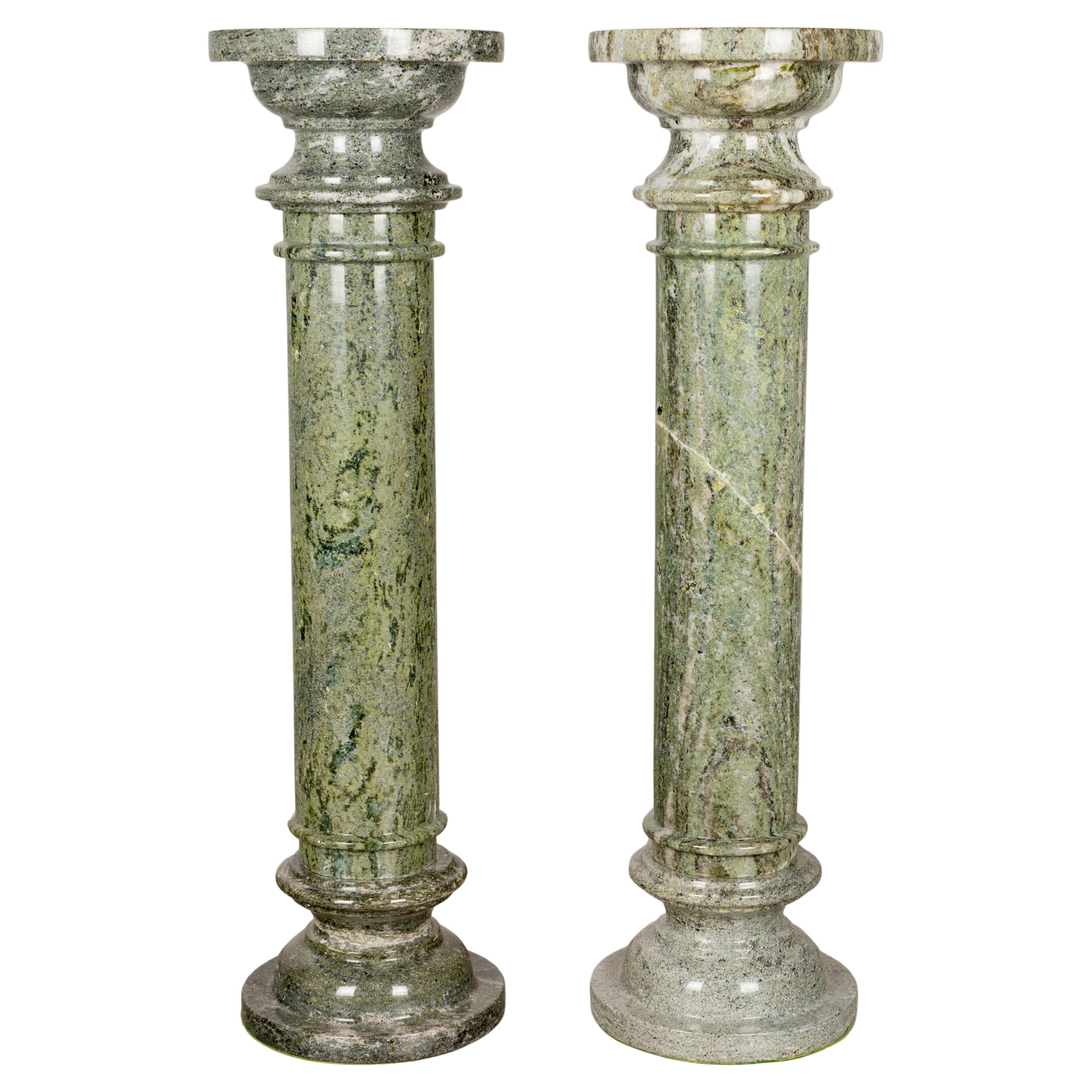 Italian Marble Column Pedestals Pair