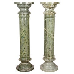 Italian Marble Column Pedestals Pair