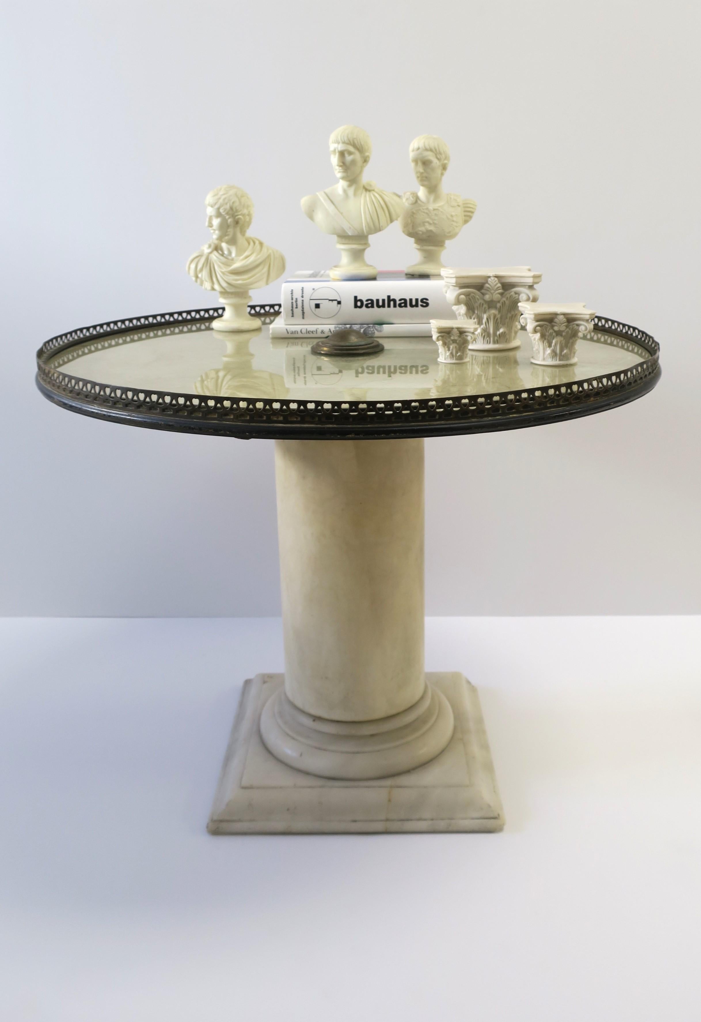 Italian Marble Neoclassical Style Column Side Drinks Cocktail Table 6