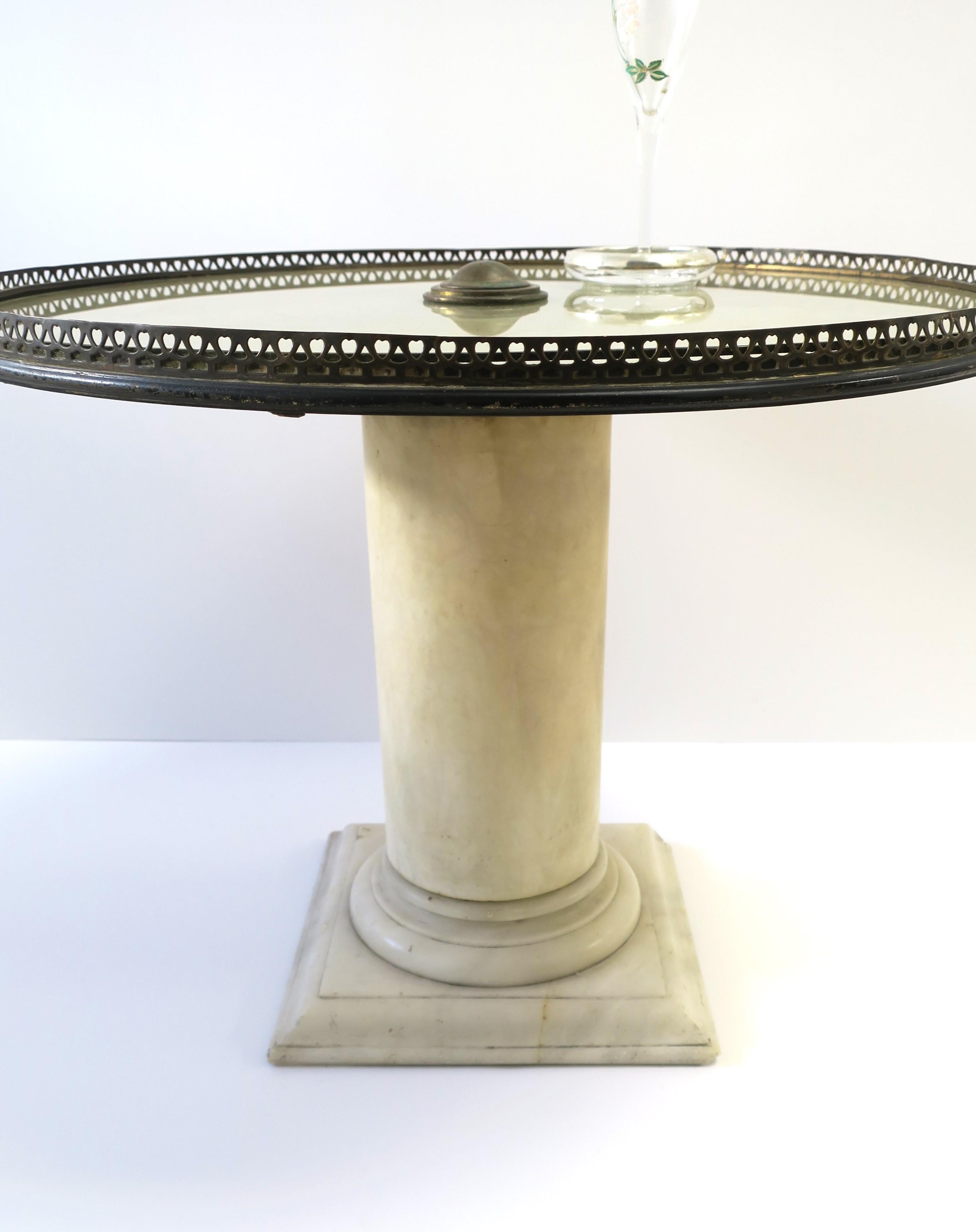 Italian Marble Neoclassical Style Column Side Drinks Cocktail Table 7