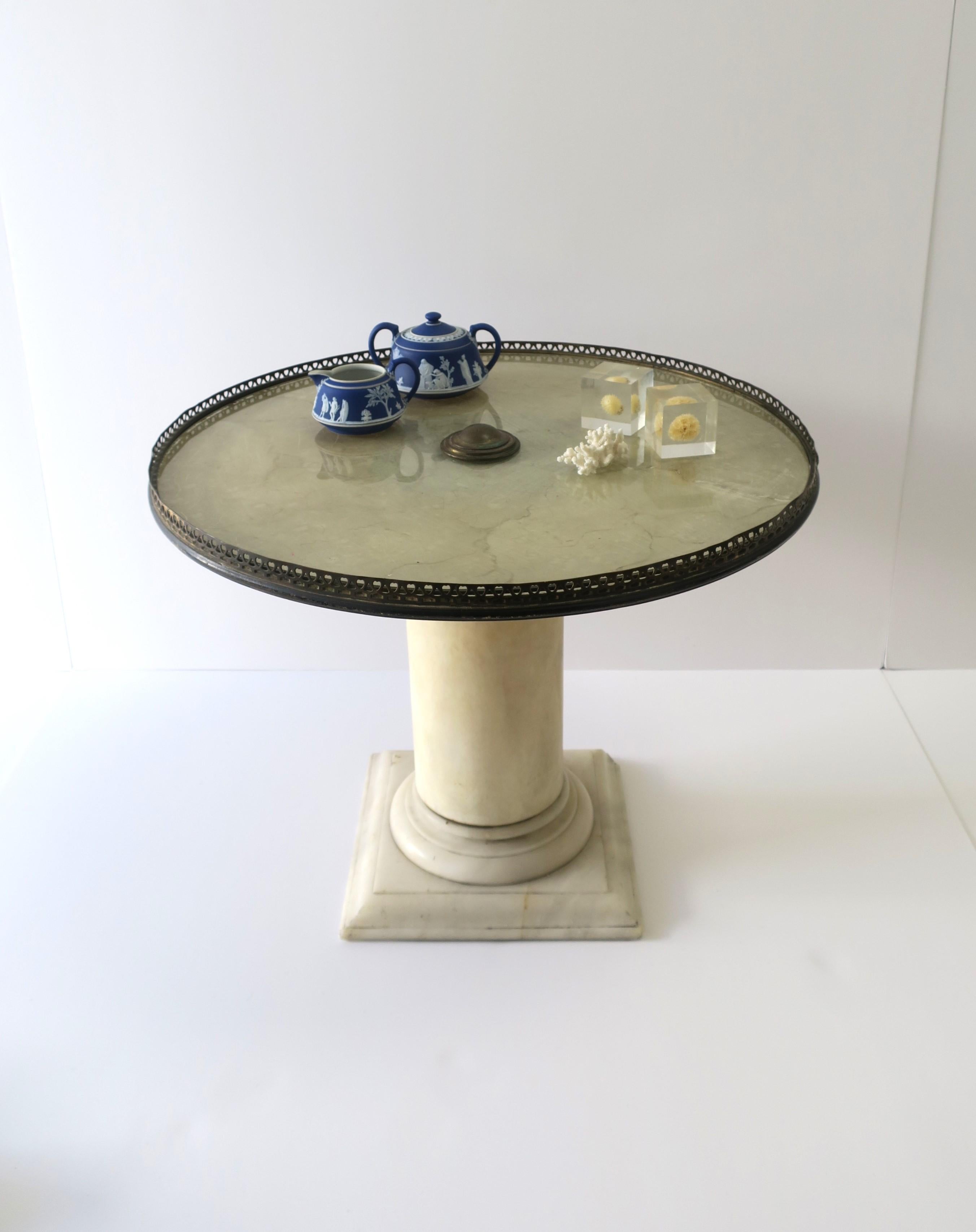 Italian Marble Neoclassical Style Column Side Drinks Cocktail Table 1