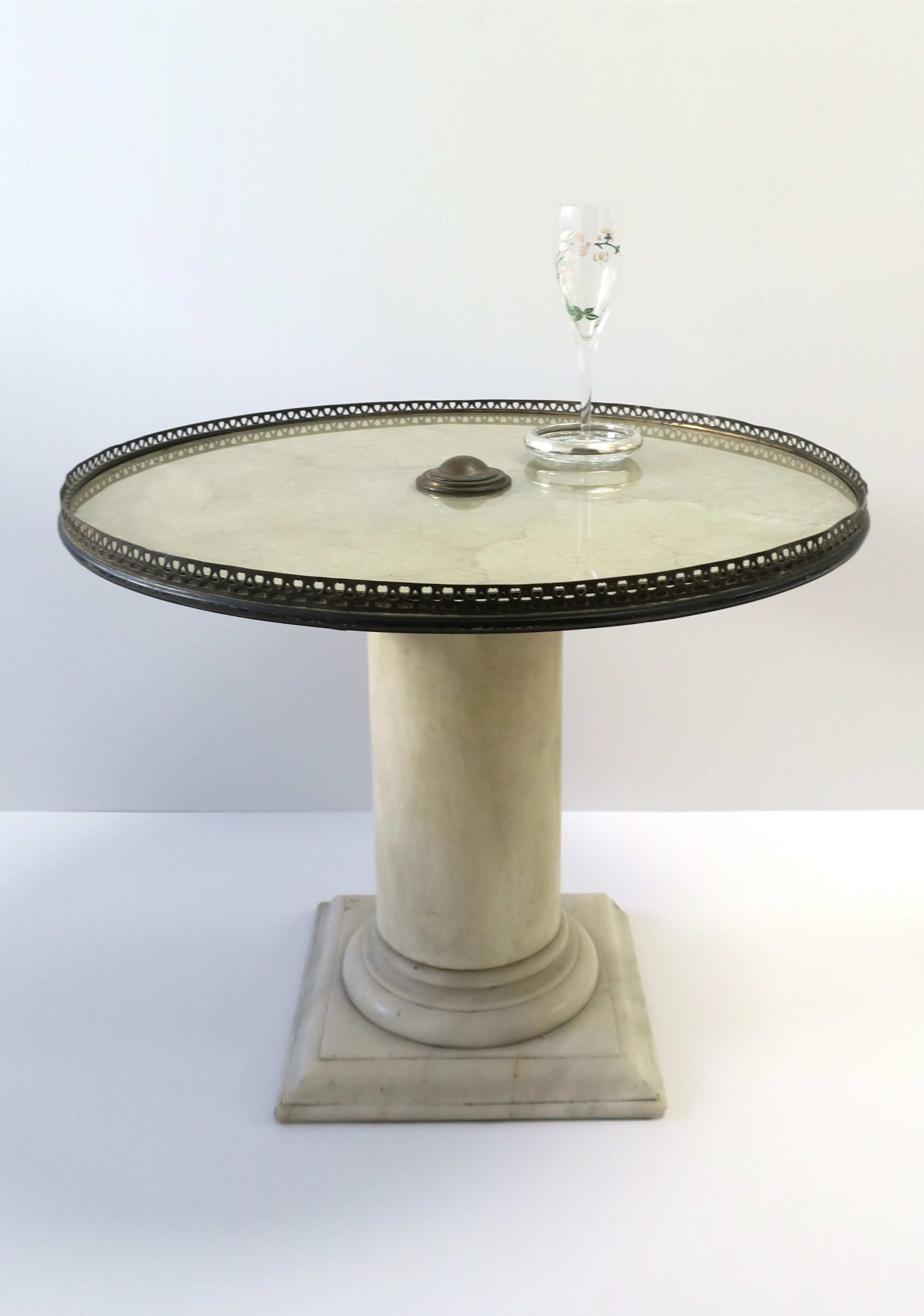 Italian Marble Neoclassical Style Column Side Drinks Cocktail Table 4
