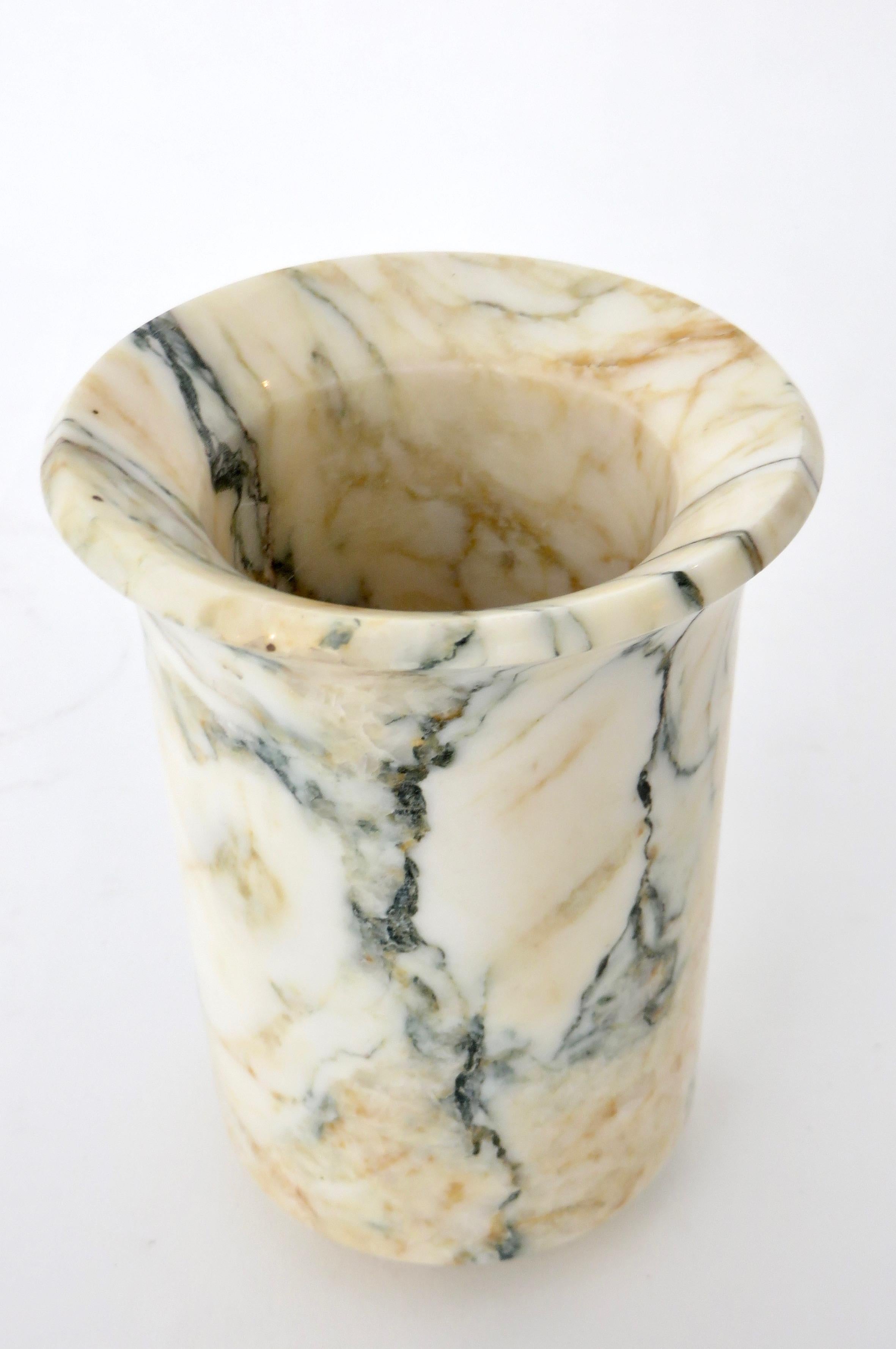 Italian Marble Cream Gold Blue Black Green Veined Vase 7