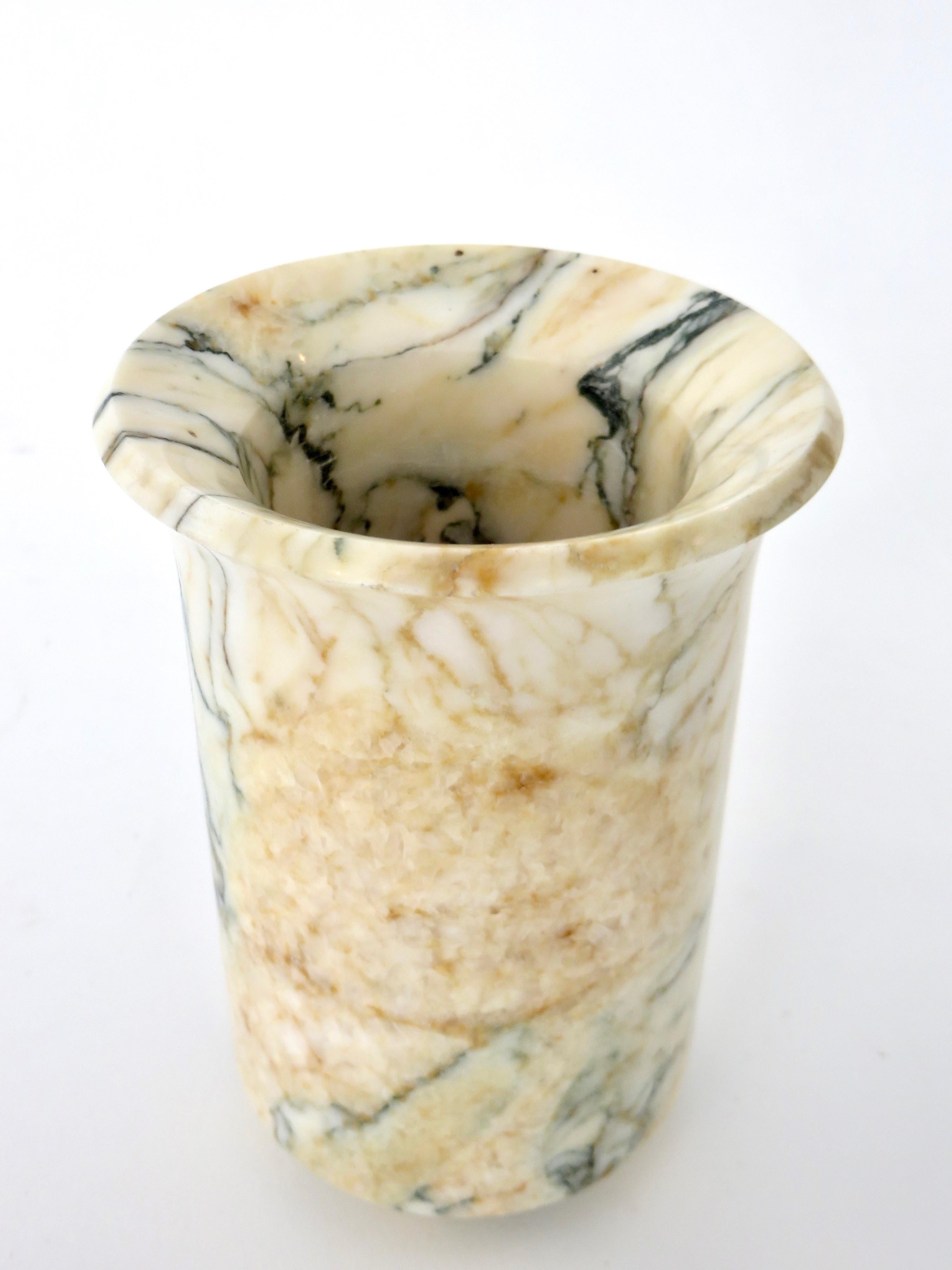 Italian Marble Cream Gold Blue Black Green Veined Vase 8