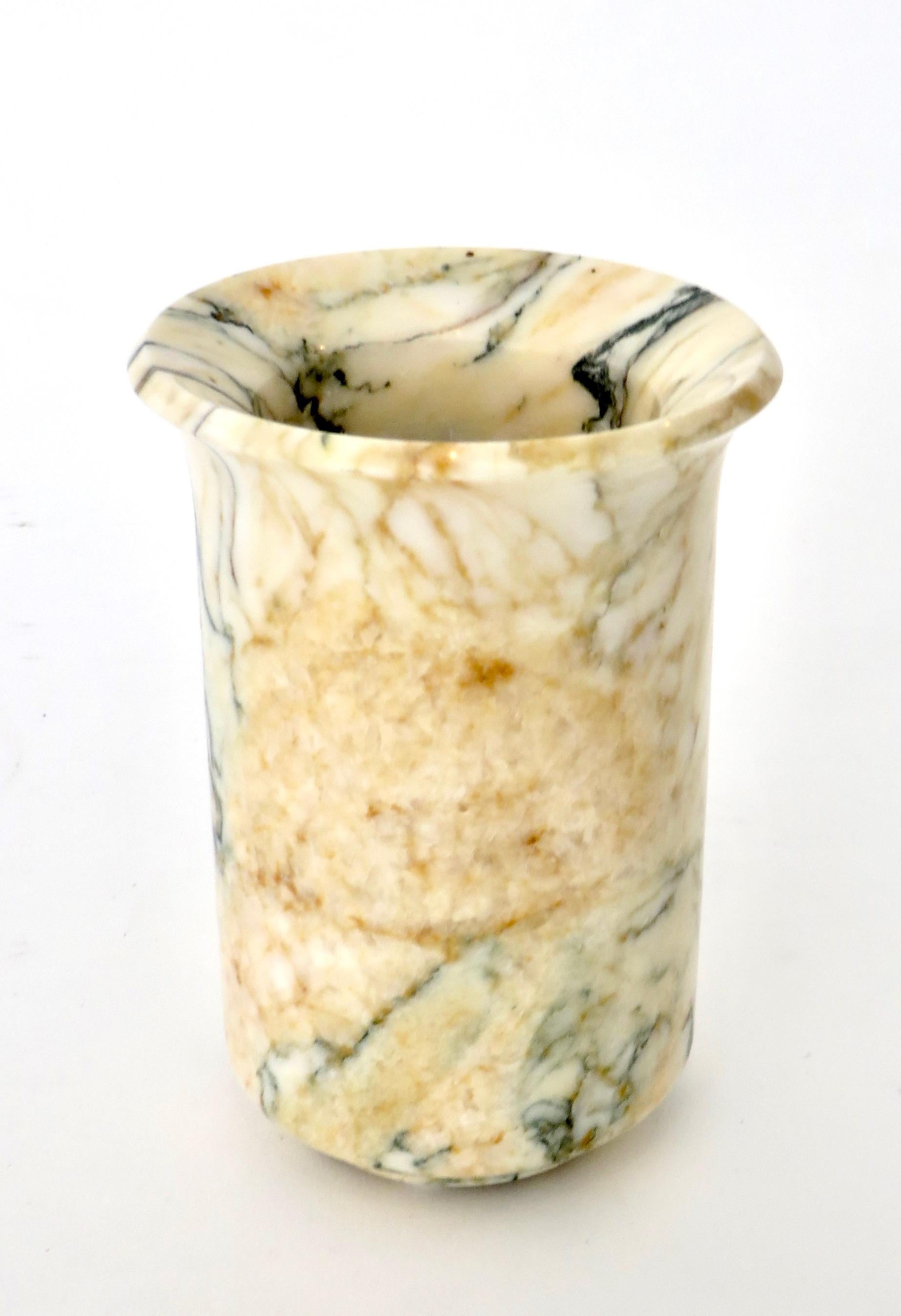 Italian Marble Cream Gold Blue Black Green Veined Vase 9