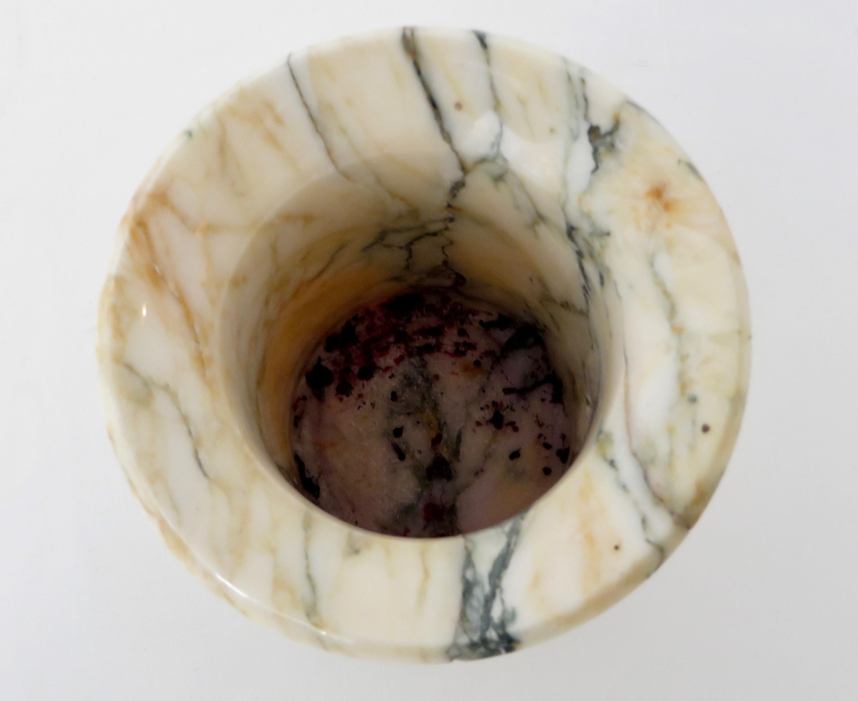 Italian Marble Cream Gold Blue Black Green Veined Vase 11