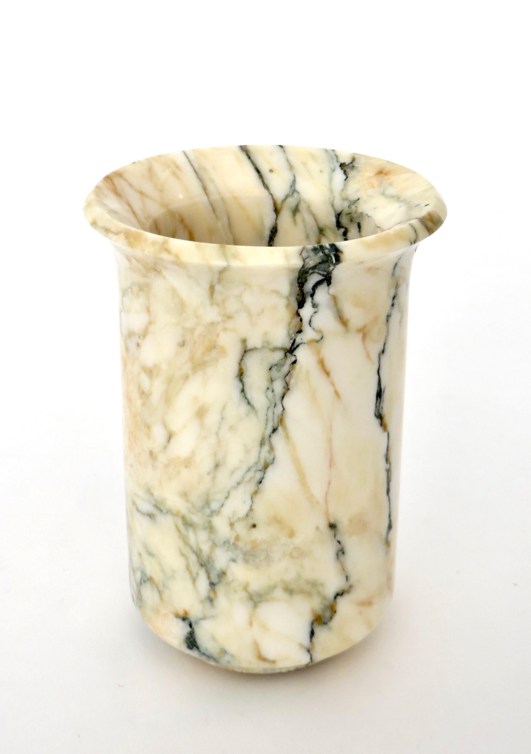 Italian Marble Cream Gold Blue Black Green Veined Vase 3